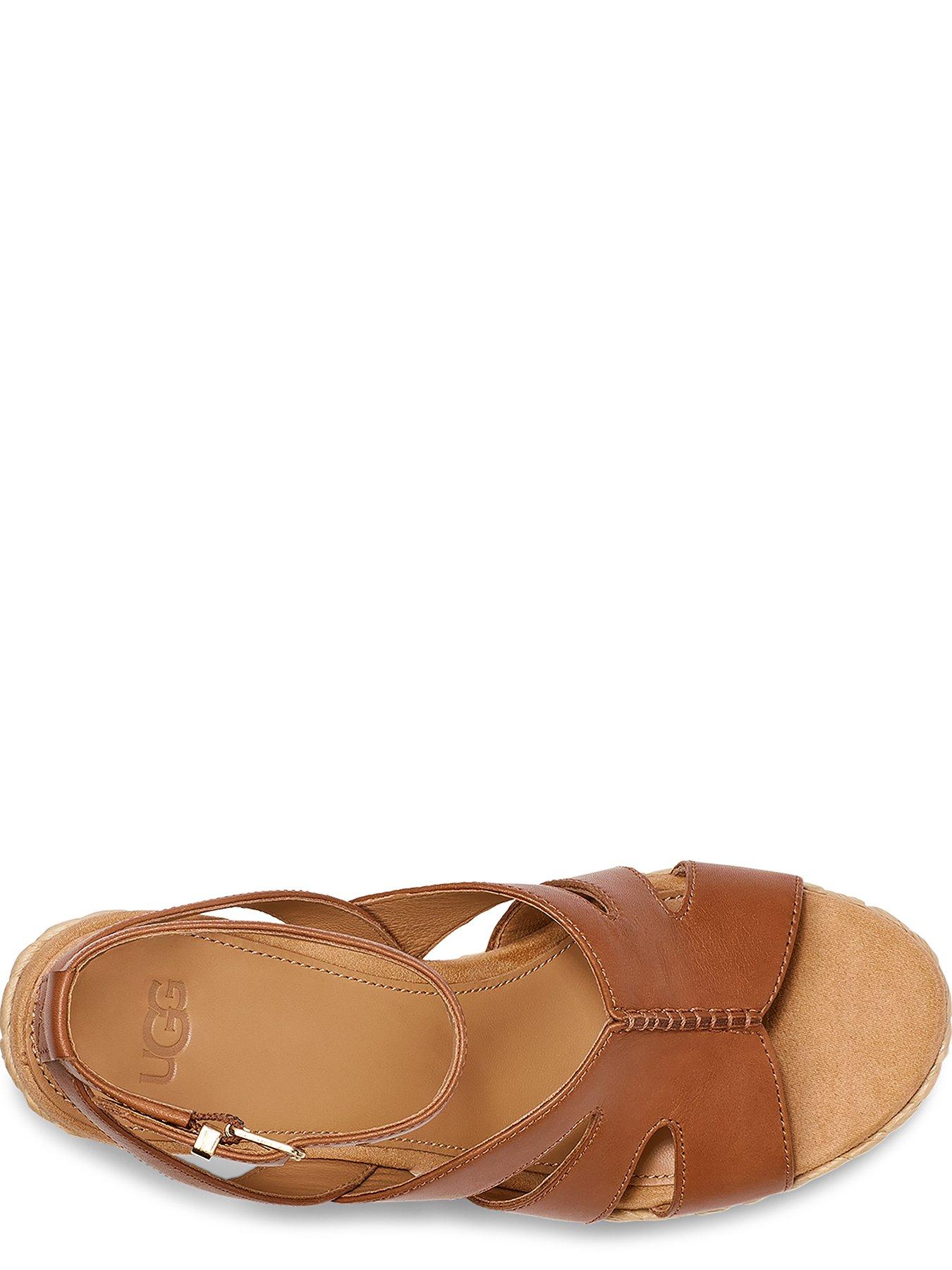 ugg-careena-wedge-leather-sandal-chestnutoutfit