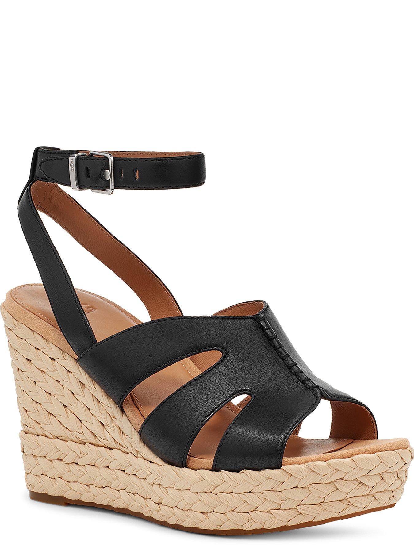 ugg-ugg-careena-wedge-sandal-black-leatherstillFront