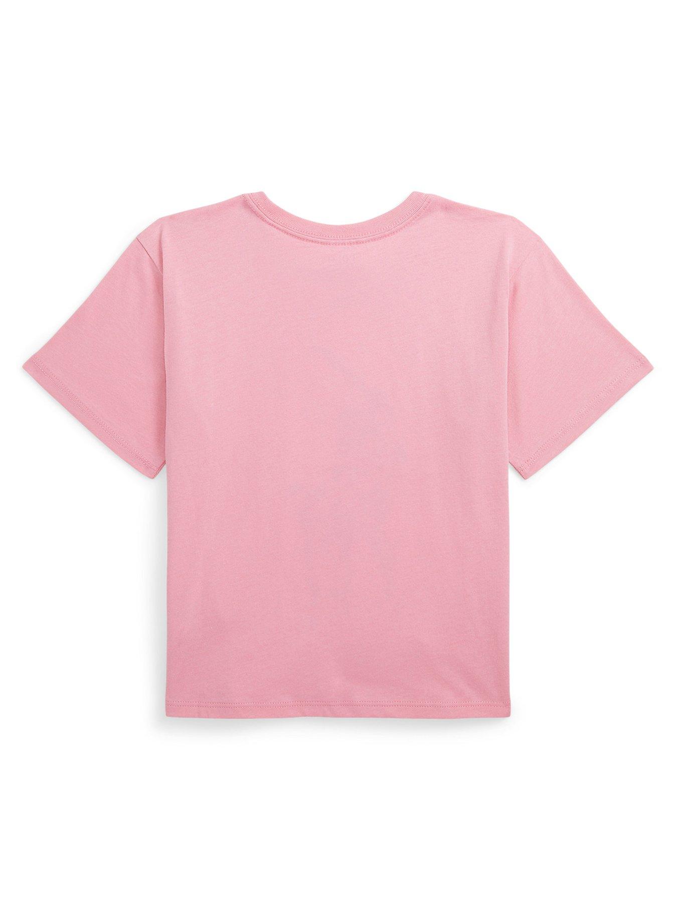 Image 2 of 2 of Polo Ralph Lauren Girls Pony Print Short Sleeve T-shirt - Florida Pink