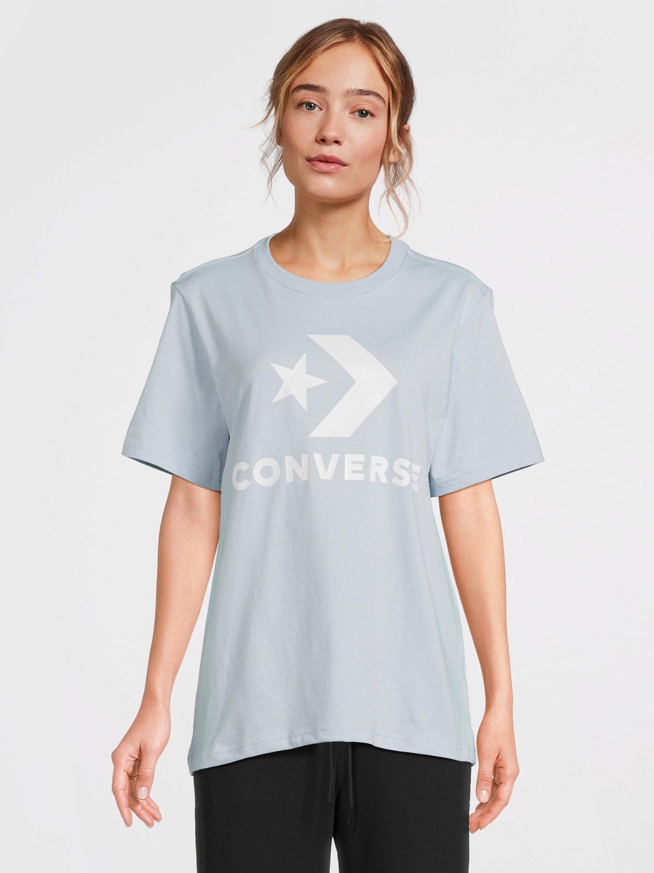 Converse t shirt womens blue on sale