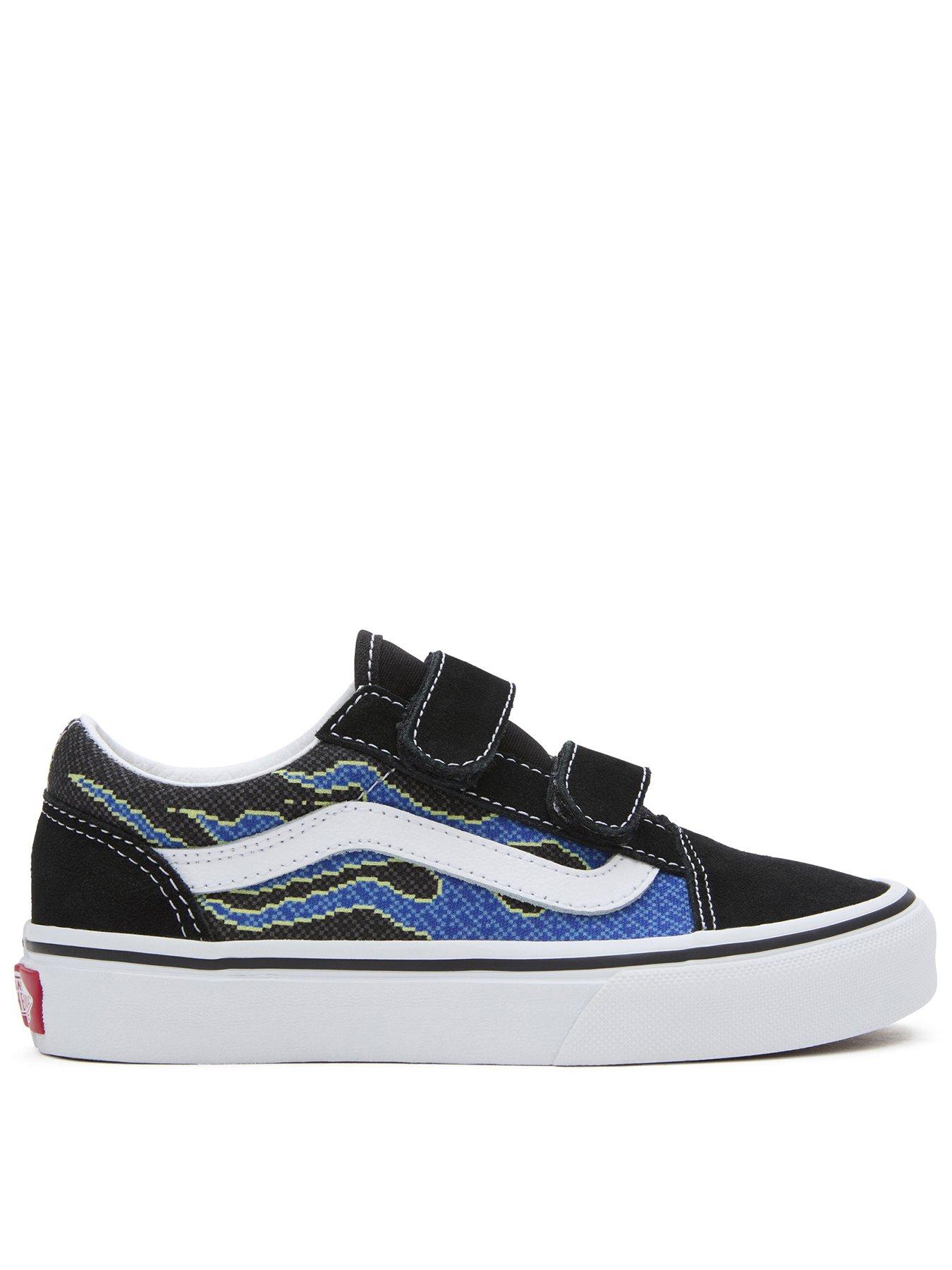 Boys black velcro vans best sale