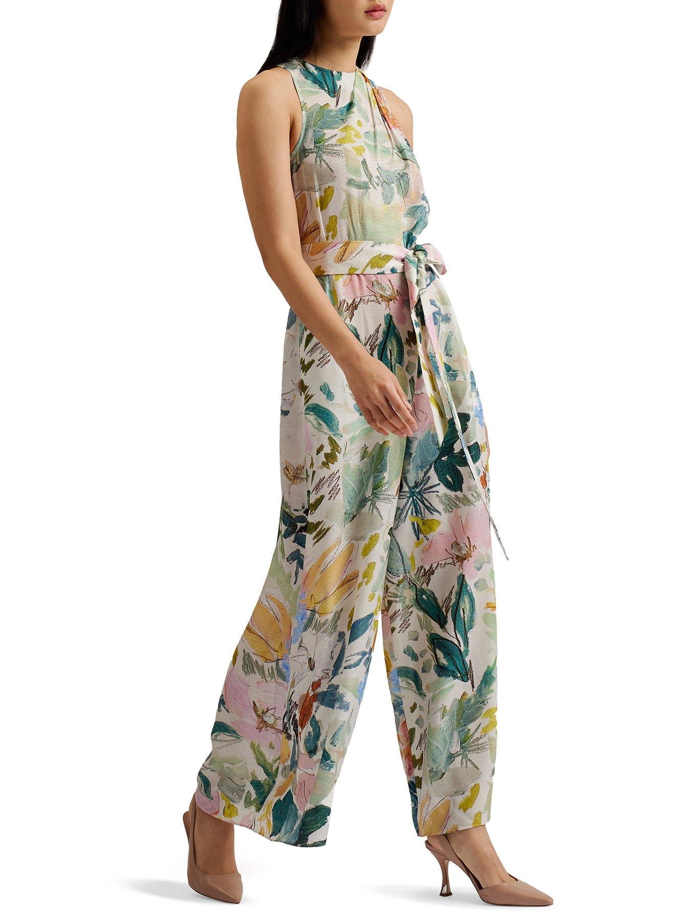 undefined LAYLAS Printed Halterneck Jumpsuit - Off White