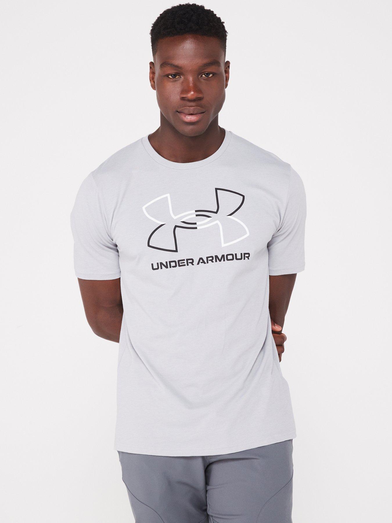 UNDER ARMOUR Mens Training Logo Embossed Heavyweight T-shirt - Cream