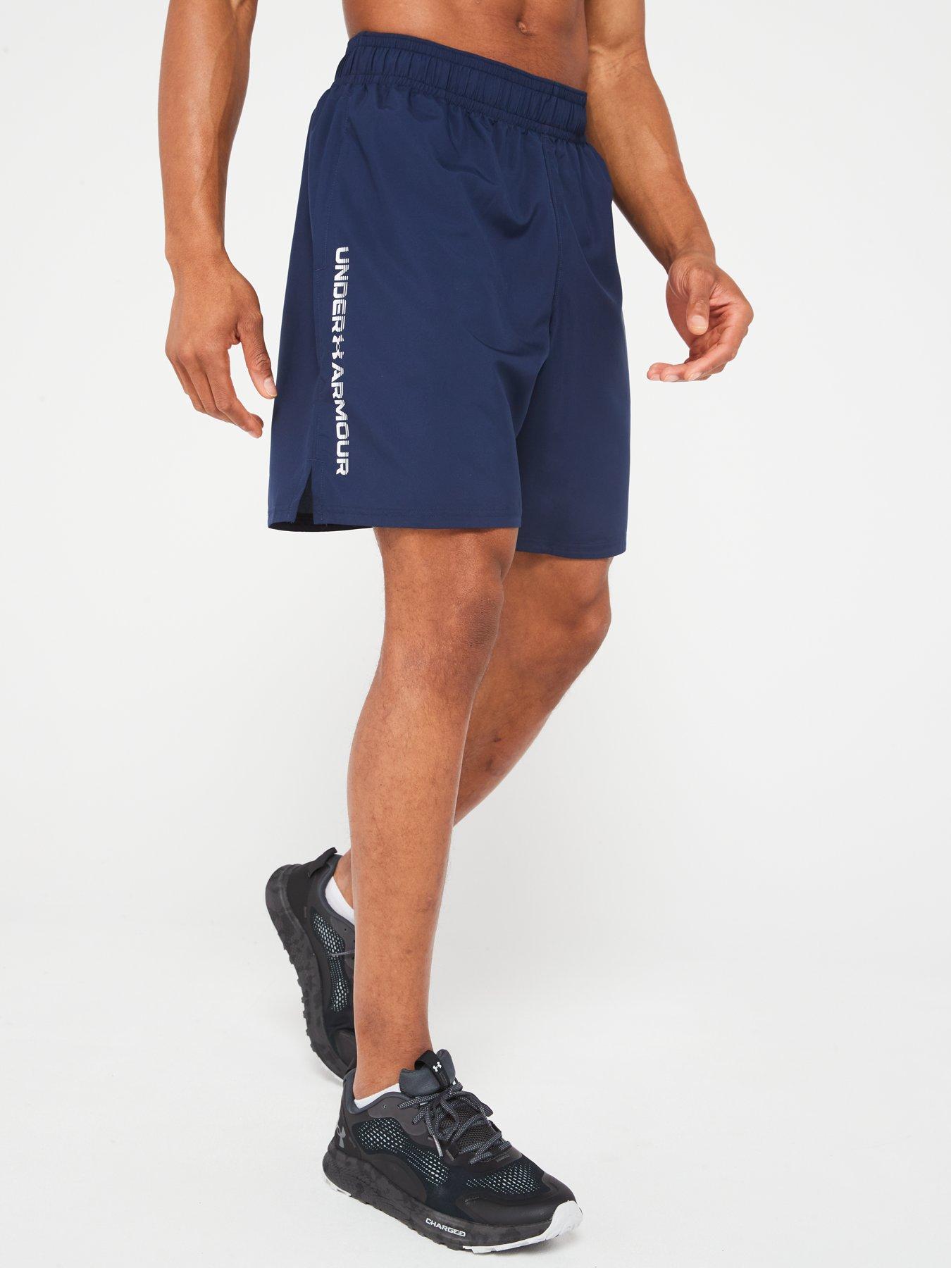 UNDER ARMOUR Men's Training Woven Wordmark Shorts - Navy/White