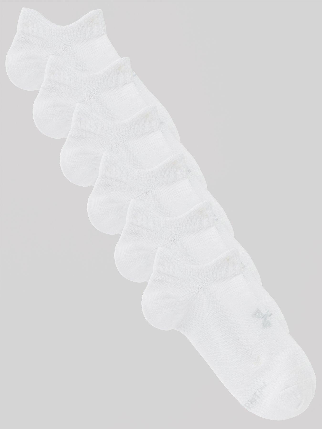 UNDER ARMOUR Mens Essential No Show 6pk Socks - White/grey