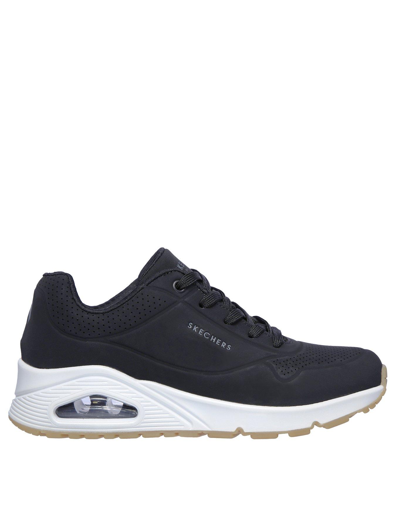 Image of Skechers Wide Fit Uno Durabuck Lace Trainer - Black