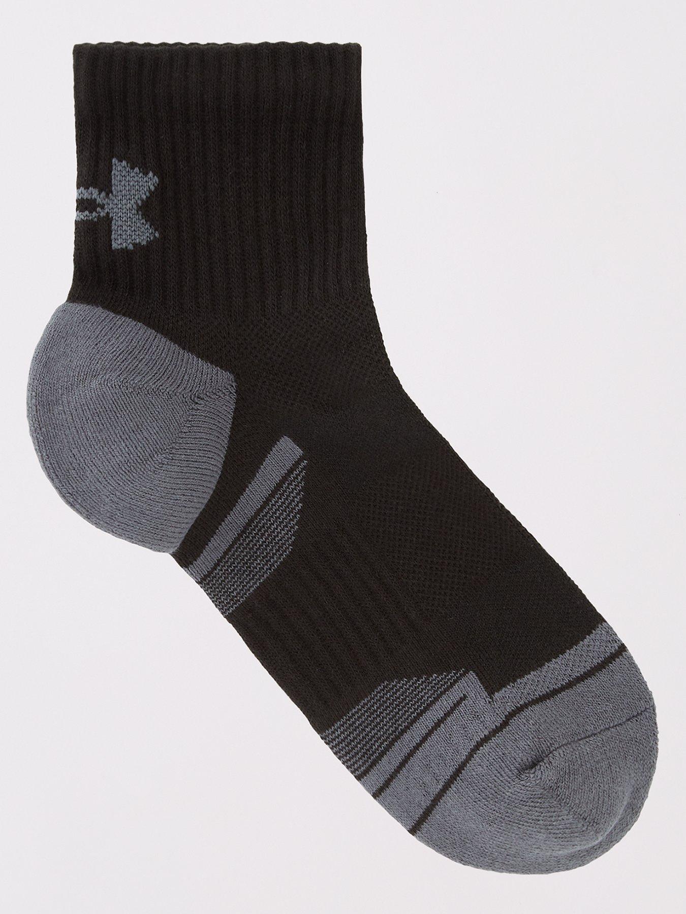 under-armour-mens-performance-cotton-3-pack-qtr-socks-blackgreystillFront