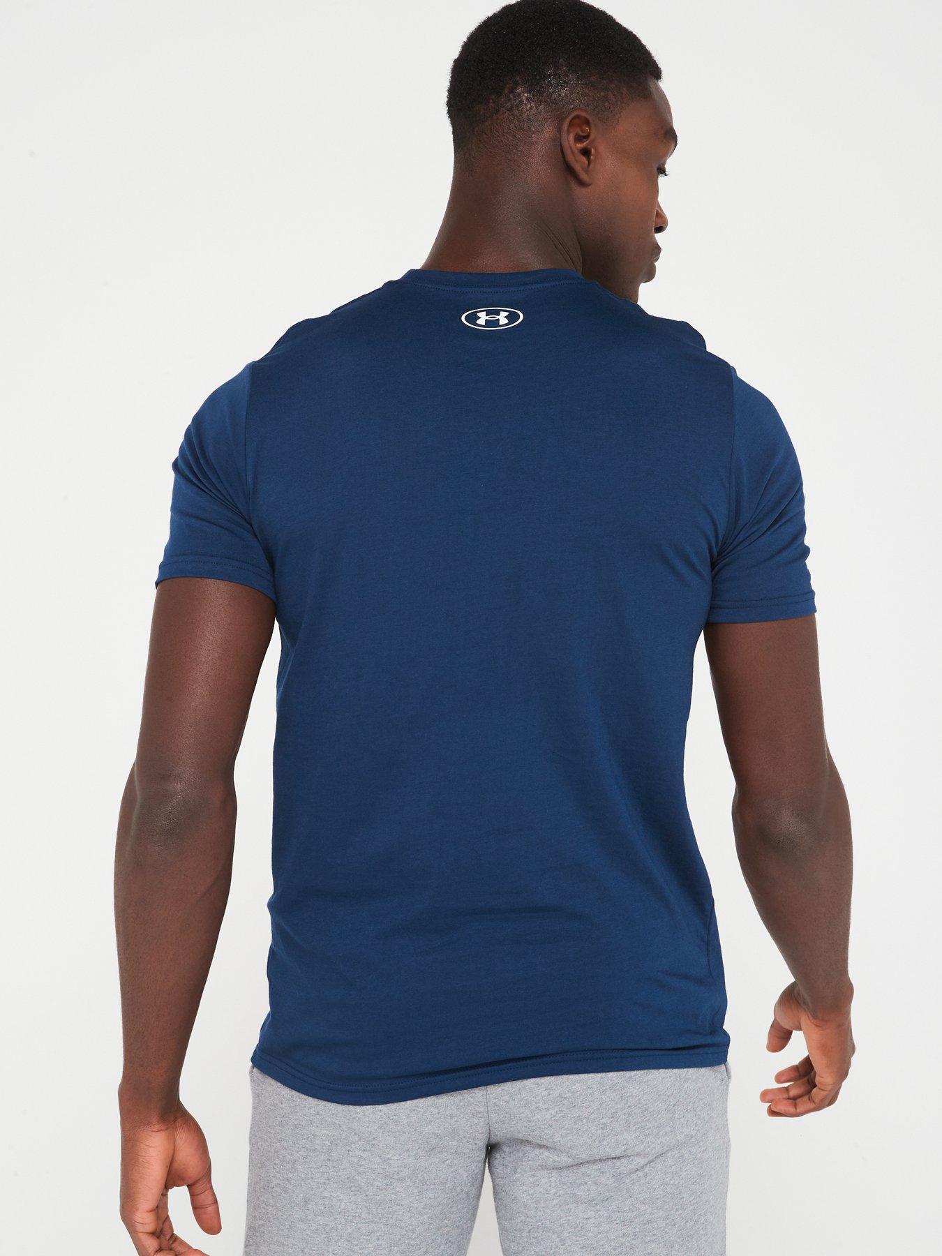 under-armour-mens-training-sportstyle-logo-t-shirt-navywhitestillFront