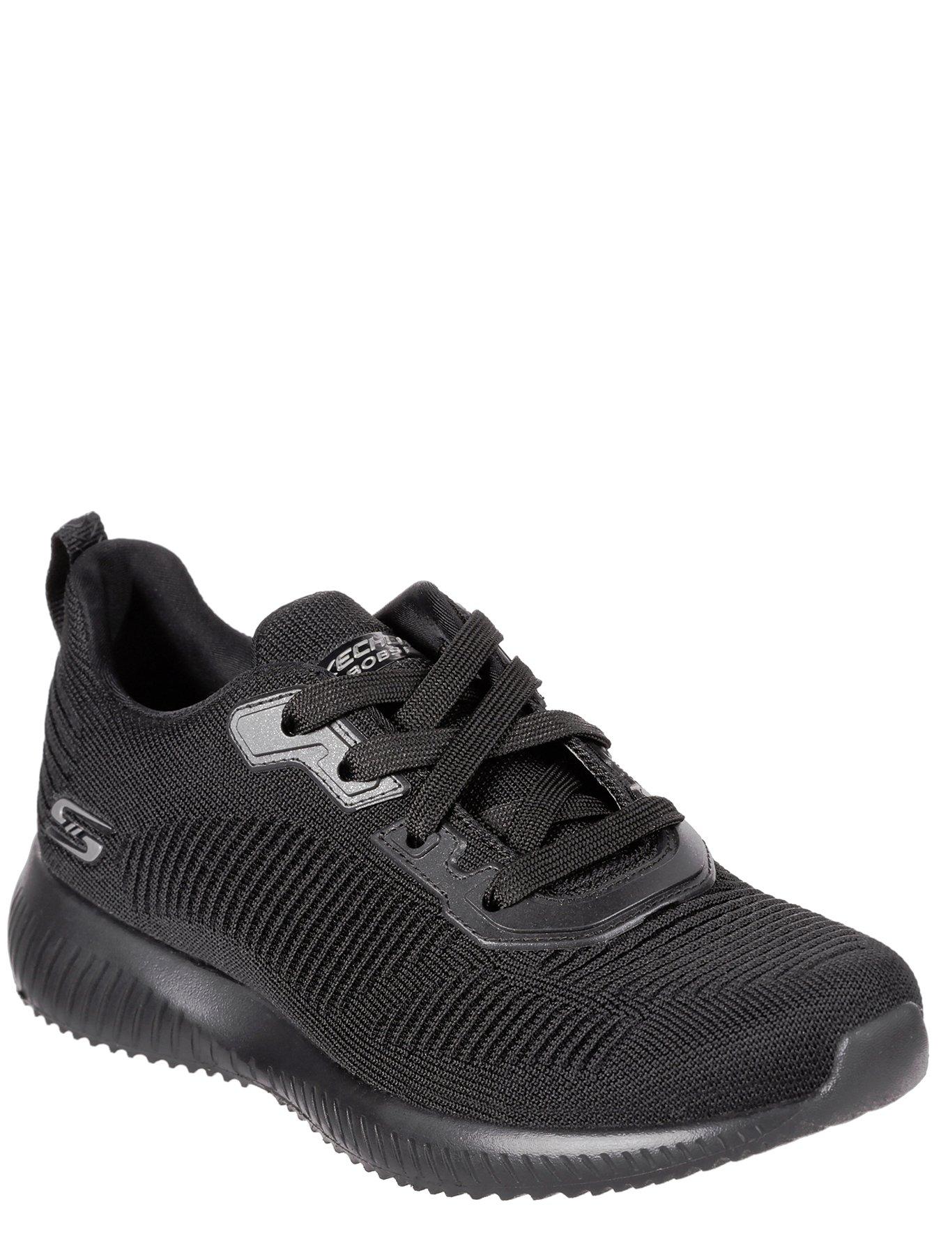 skechers-wide-fit-bobs-squad-lace-up-monochromatic-engineered-knit-with-memory-foam-blackstillFront