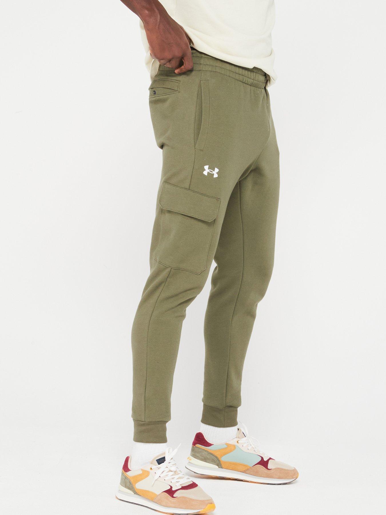 UNDER ARMOUR Mens Rival Fleece Cargo Jogger Green/white Very