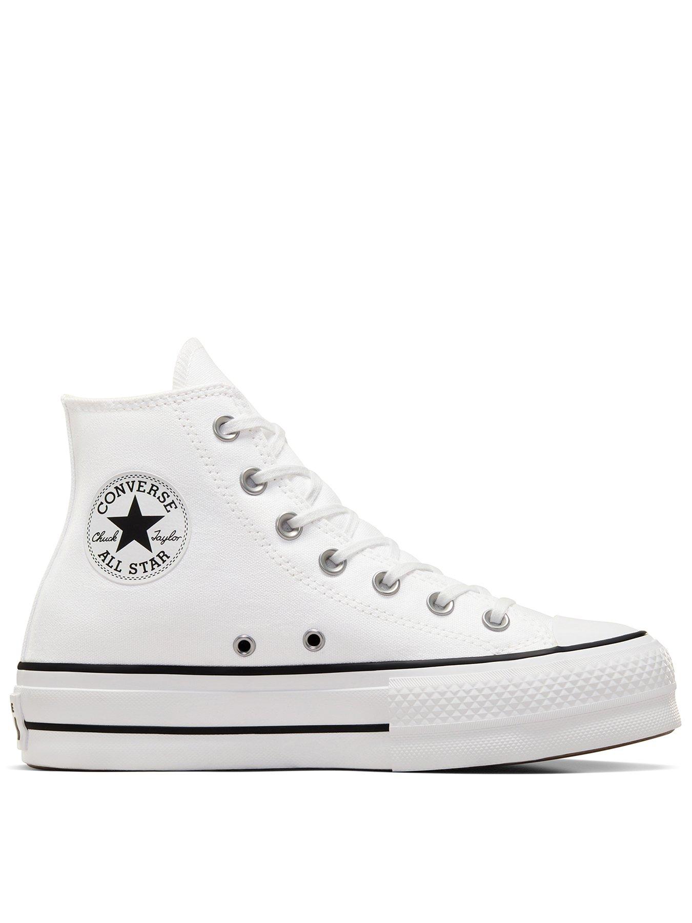Image 1 of 7 of Converse Womens Lift Wide Foundation High Tops Trainers - White/Black