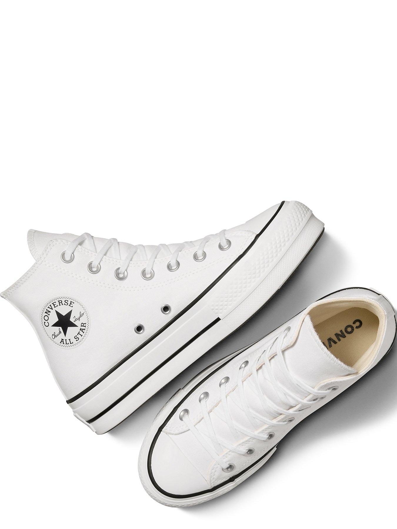 Image 4 of 7 of Converse Womens Lift Wide Foundation High Tops Trainers - White/Black
