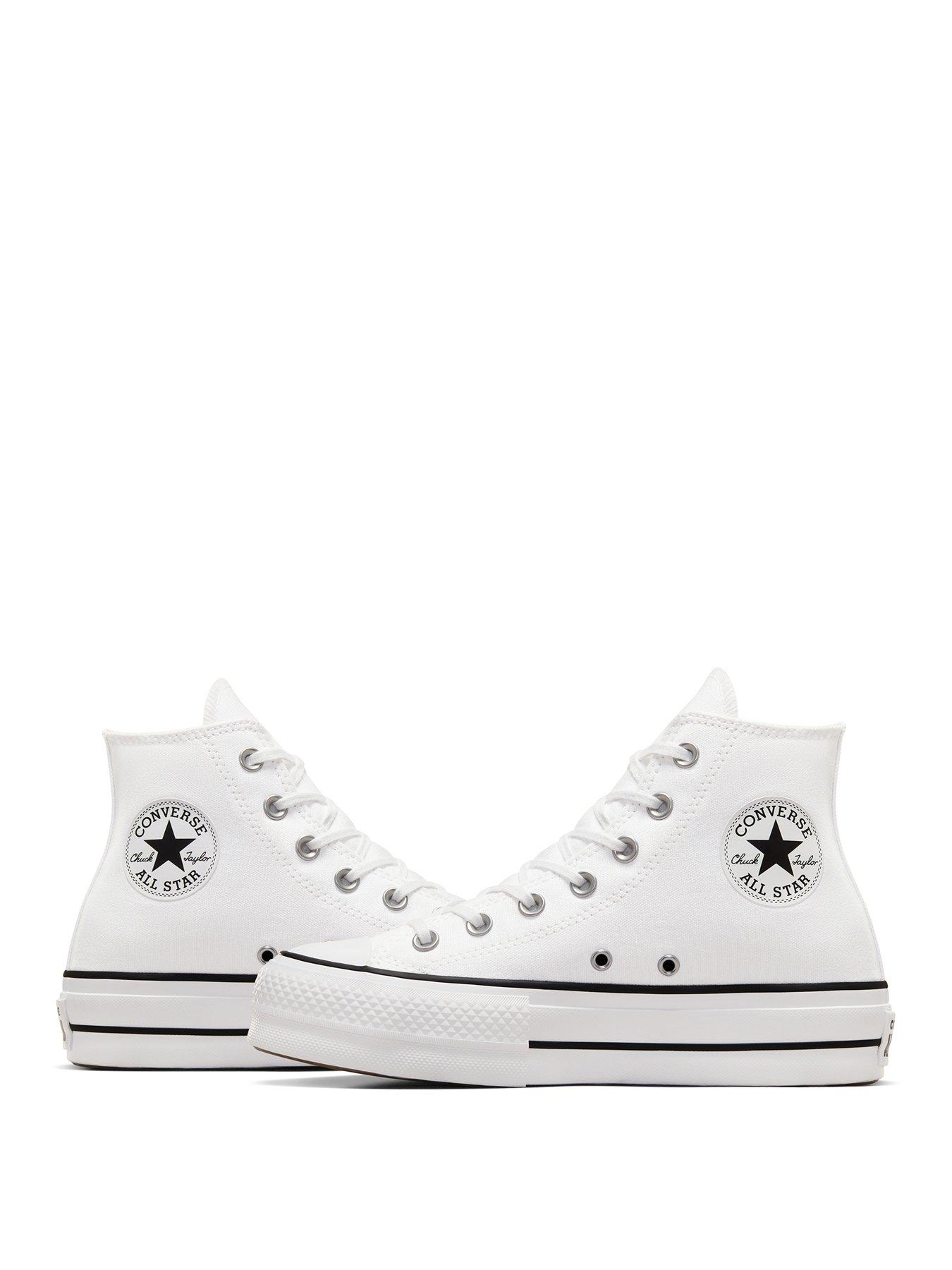 Image 6 of 7 of Converse Womens Lift Wide Foundation High Tops Trainers - White/Black