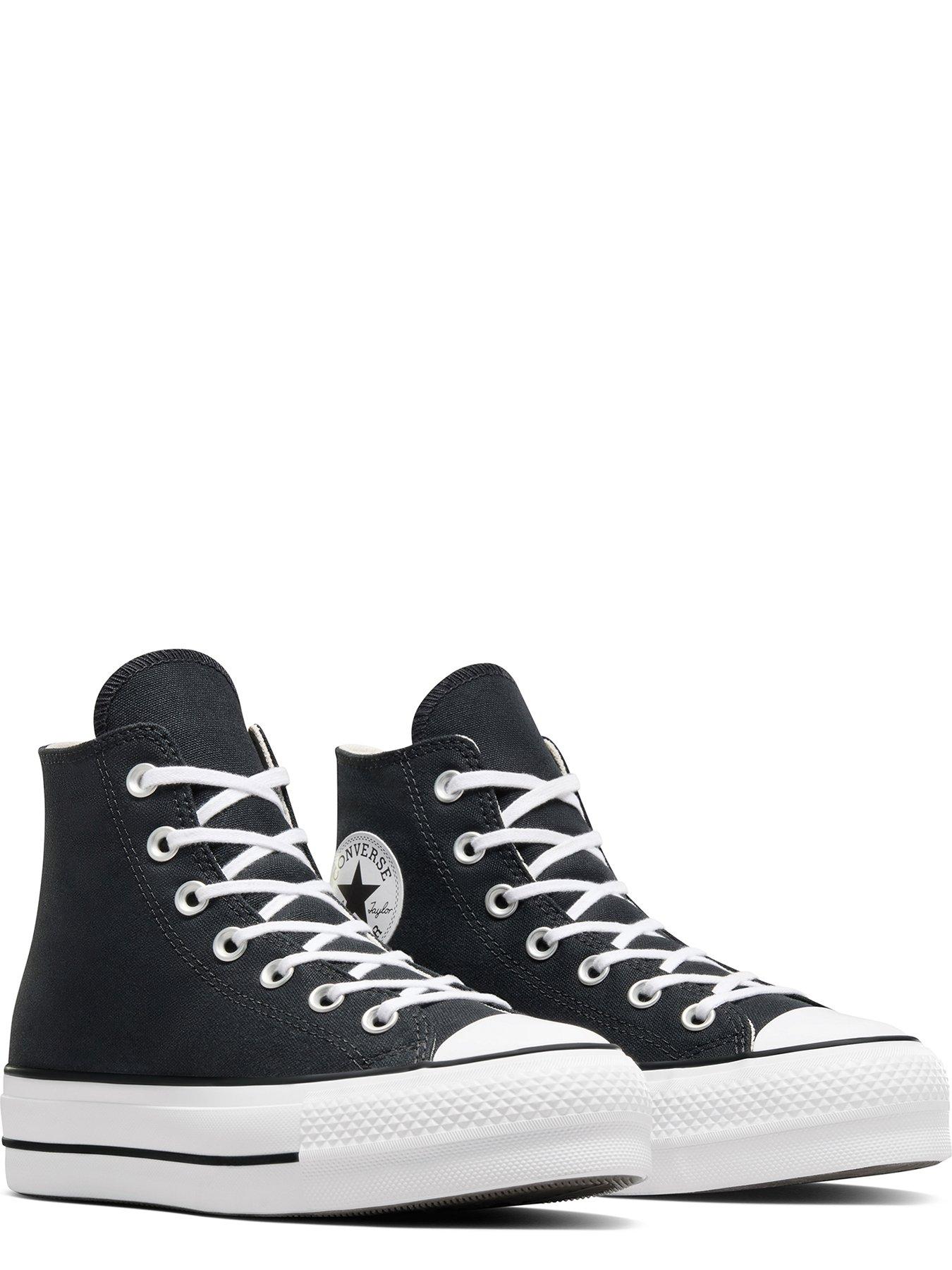 Image 2 of 8 of Converse Womens Lift Wide Foundation High Tops Trainers - Black/White