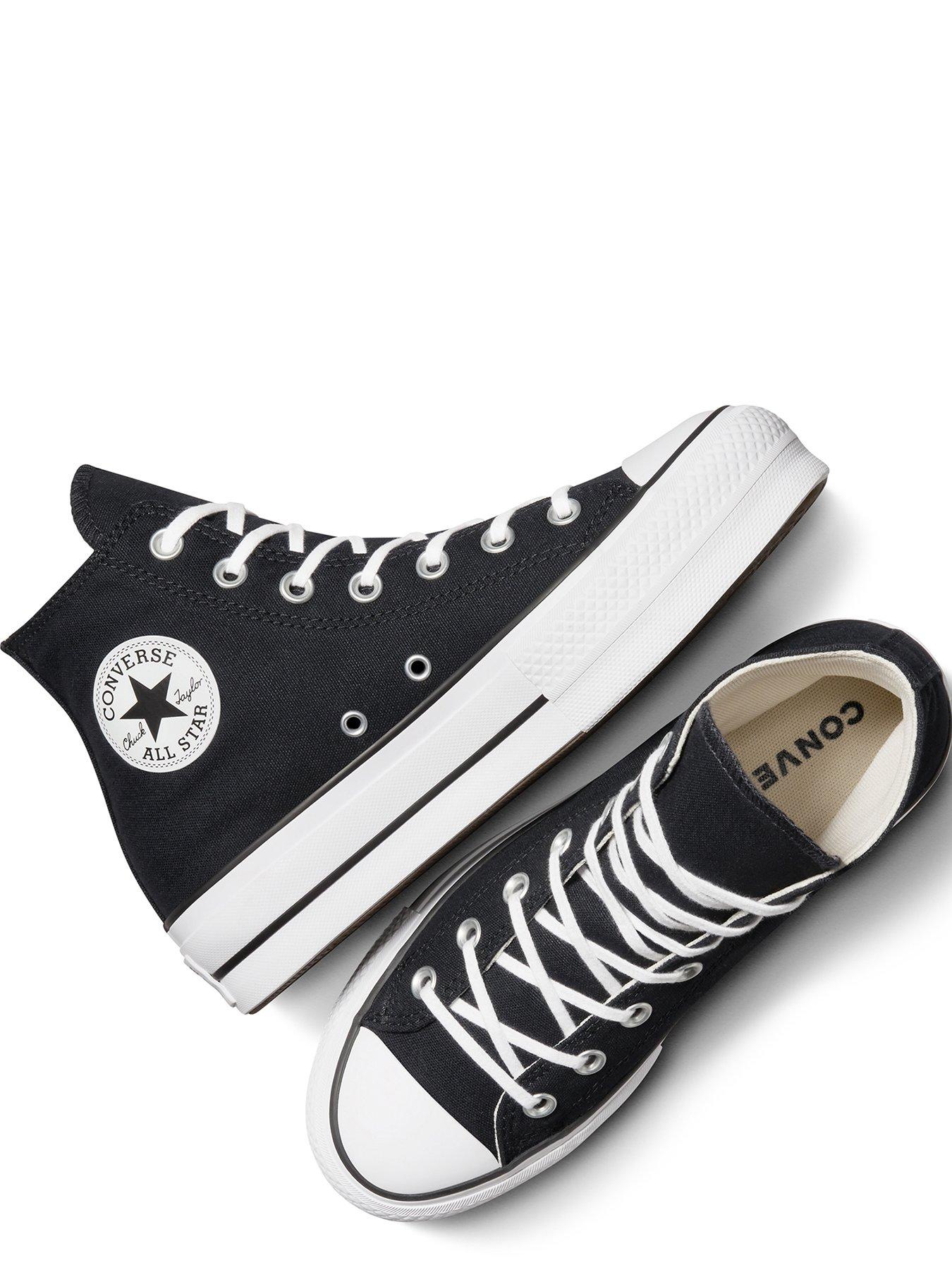 Image 4 of 8 of Converse Womens Lift Wide Foundation High Tops Trainers - Black/White