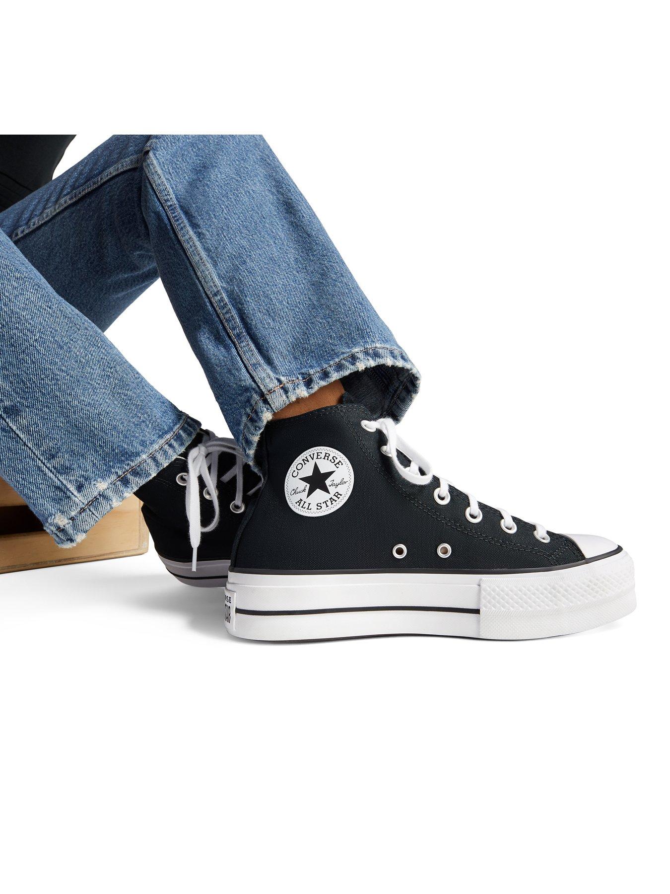 Image 7 of 8 of Converse Womens Lift Wide Foundation High Tops Trainers - Black/White
