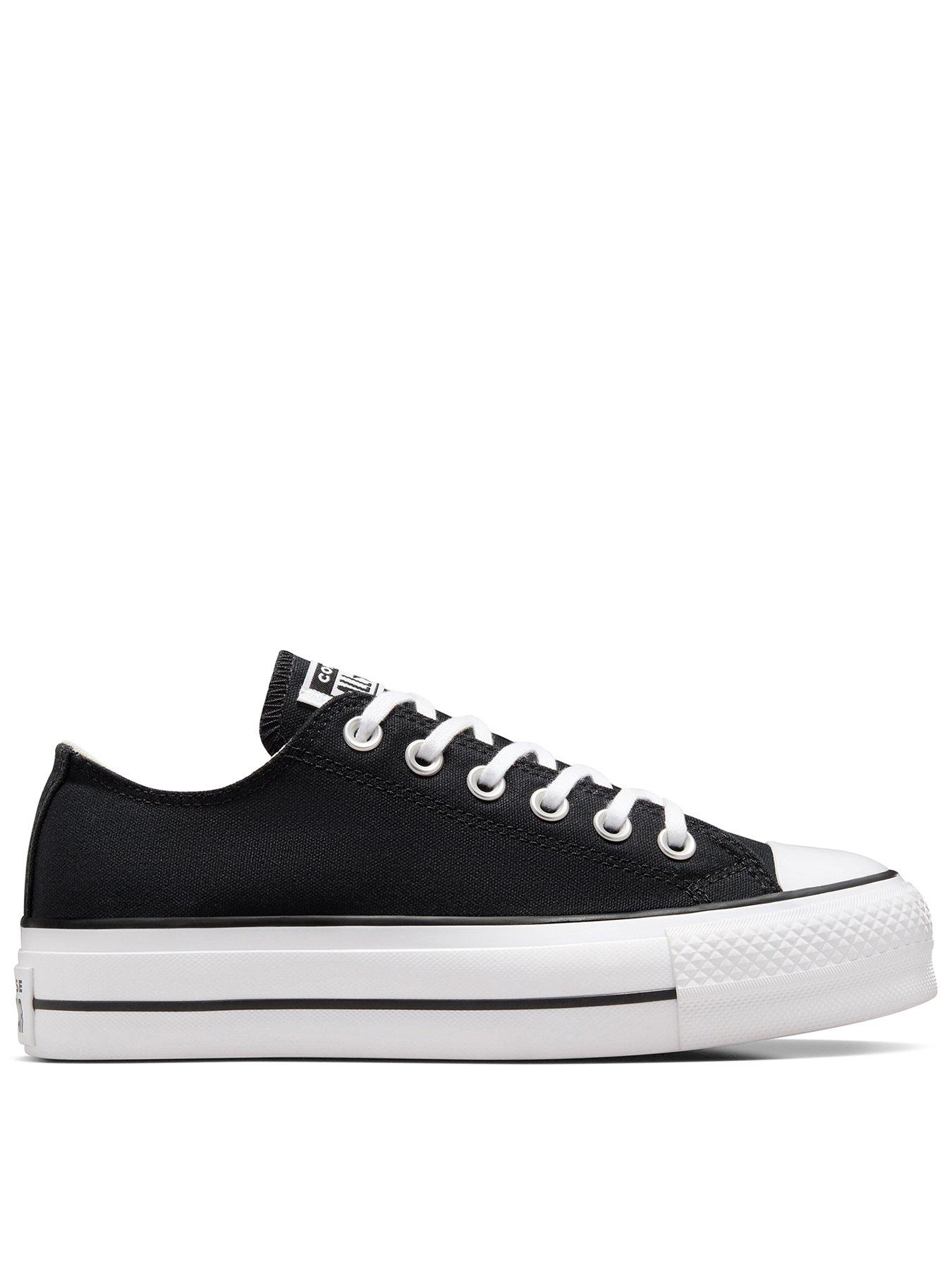 Image 1 of 8 of Converse Womens Lift Wide Foundation Ox Trainers - Black/Black