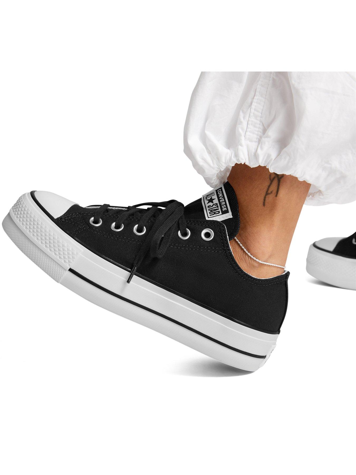 Image 7 of 8 of Converse Womens Lift Wide Foundation Ox Trainers - Black/Black