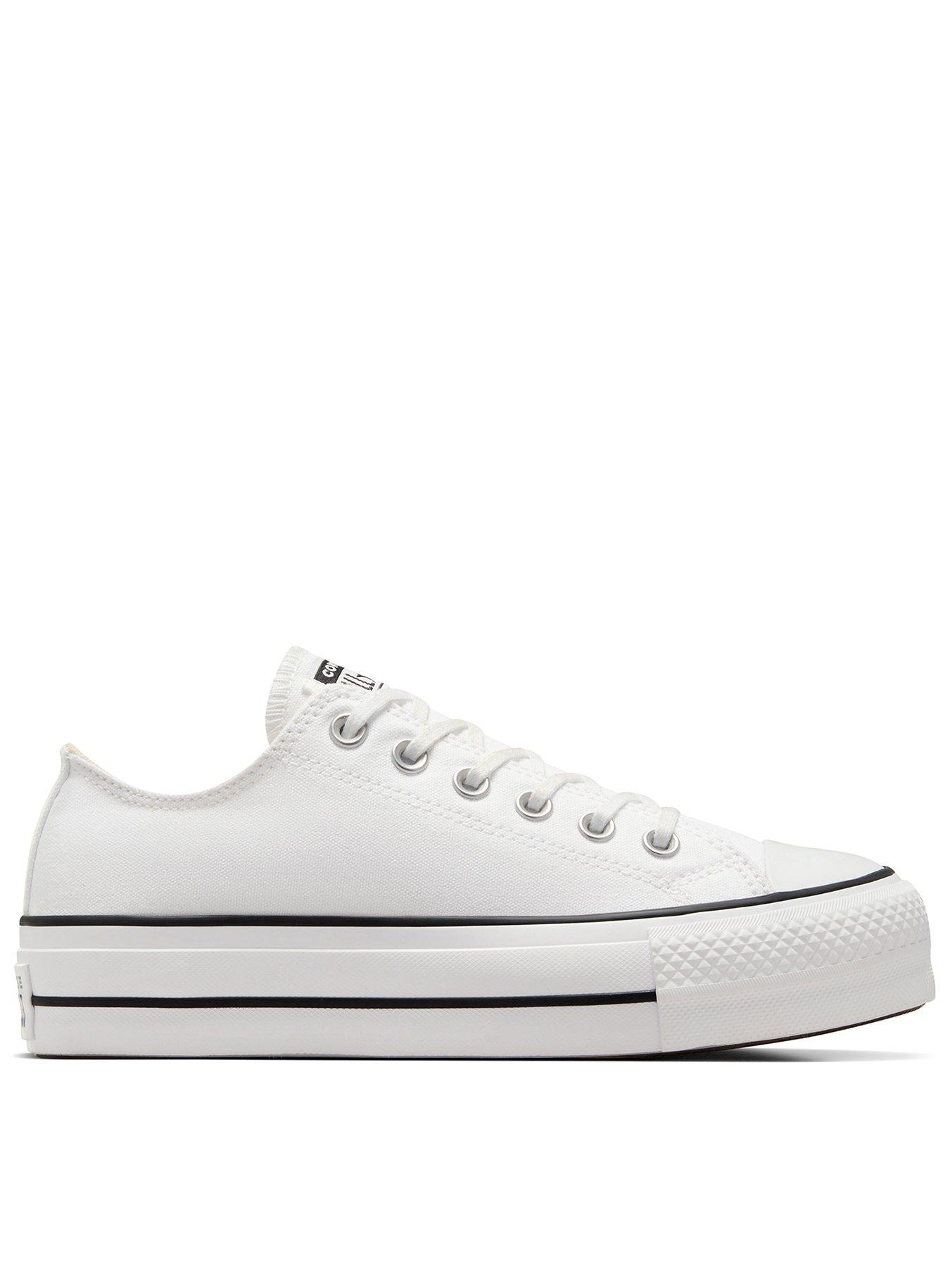 Image 1 of 8 of Converse Womens Lift Wide Foundation Ox Trainers - White/Black