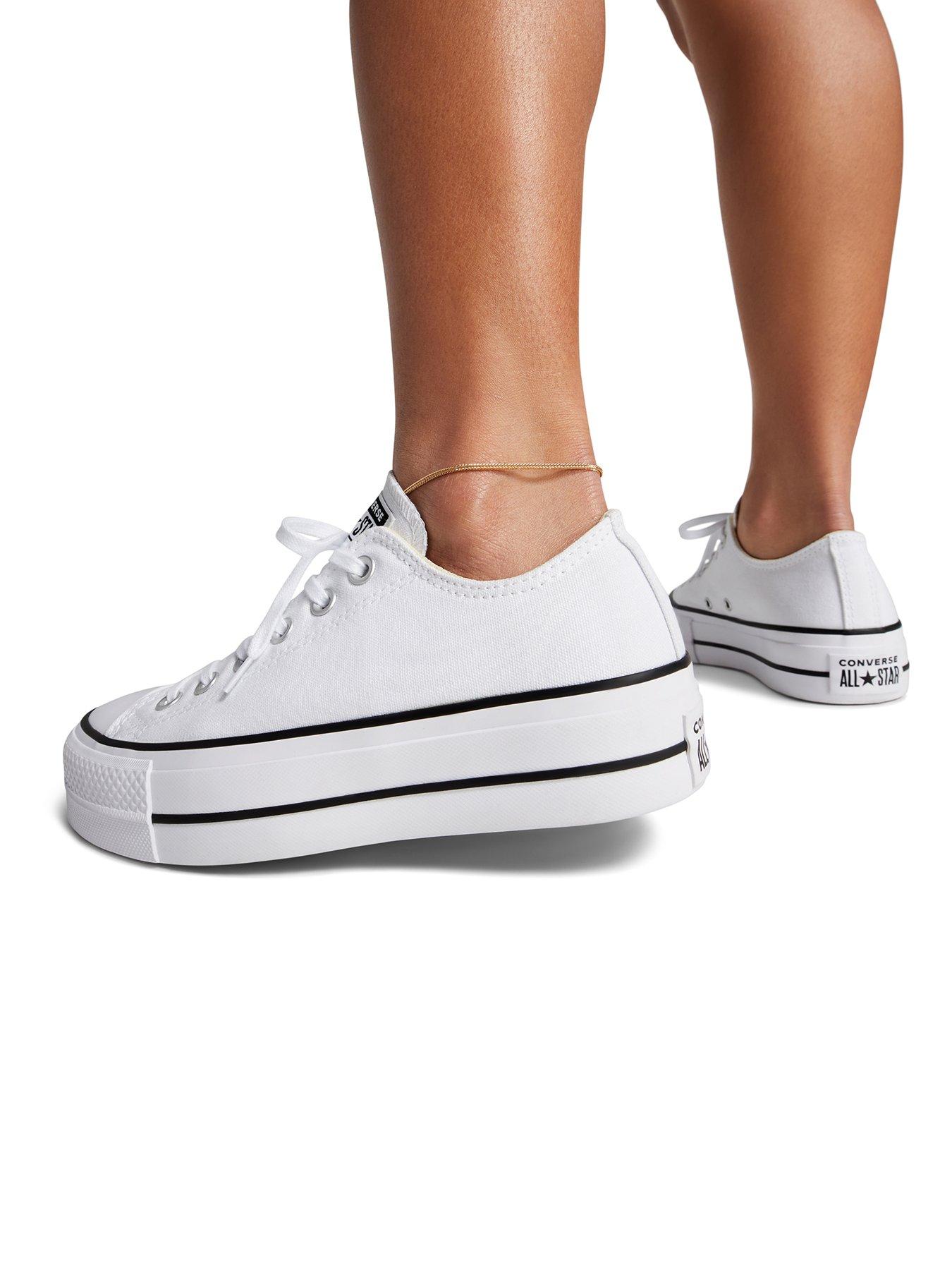 Image 7 of 8 of Converse Womens Lift Wide Foundation Ox Trainers - White/Black