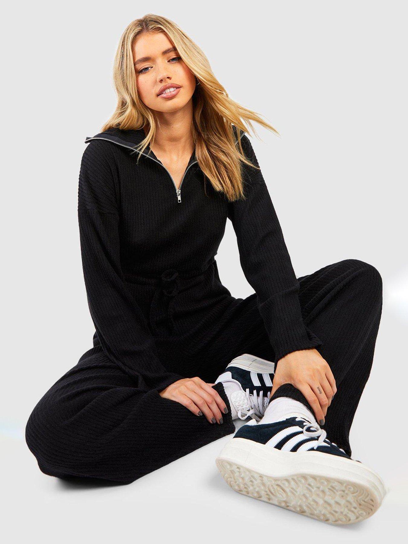 boohoo-soft-brushed-rib-half-zip-jumpsuit-blackback