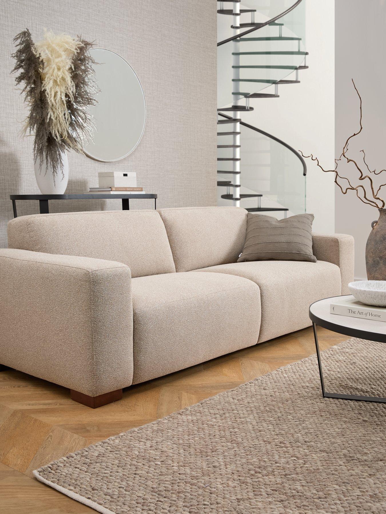 Michelle Keegan Home Cortes 4 Seater Fabric Sofa - Natural