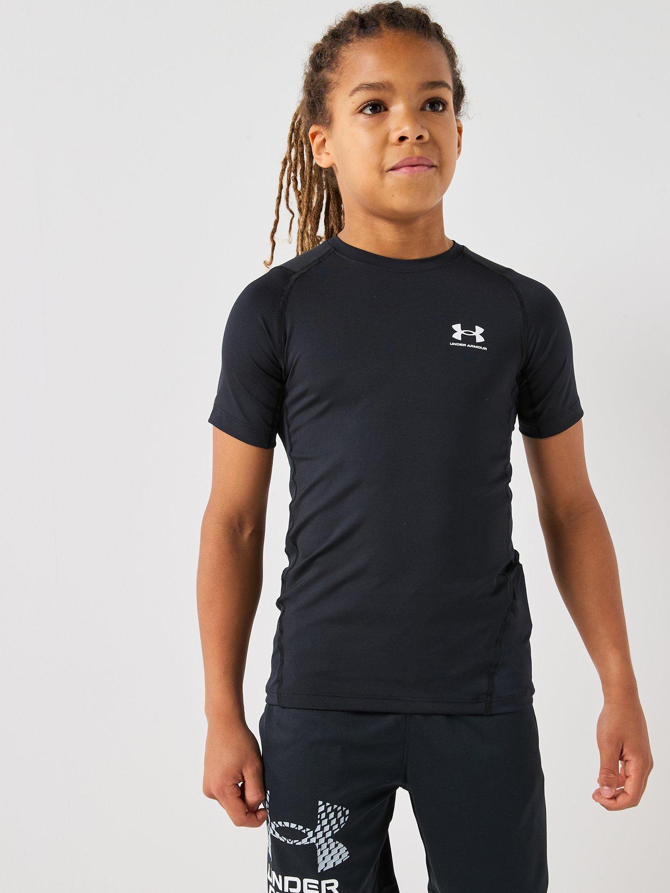 UNDER ARMOUR Junior Boys Heat Gear Armour T-Shirt - Black/White