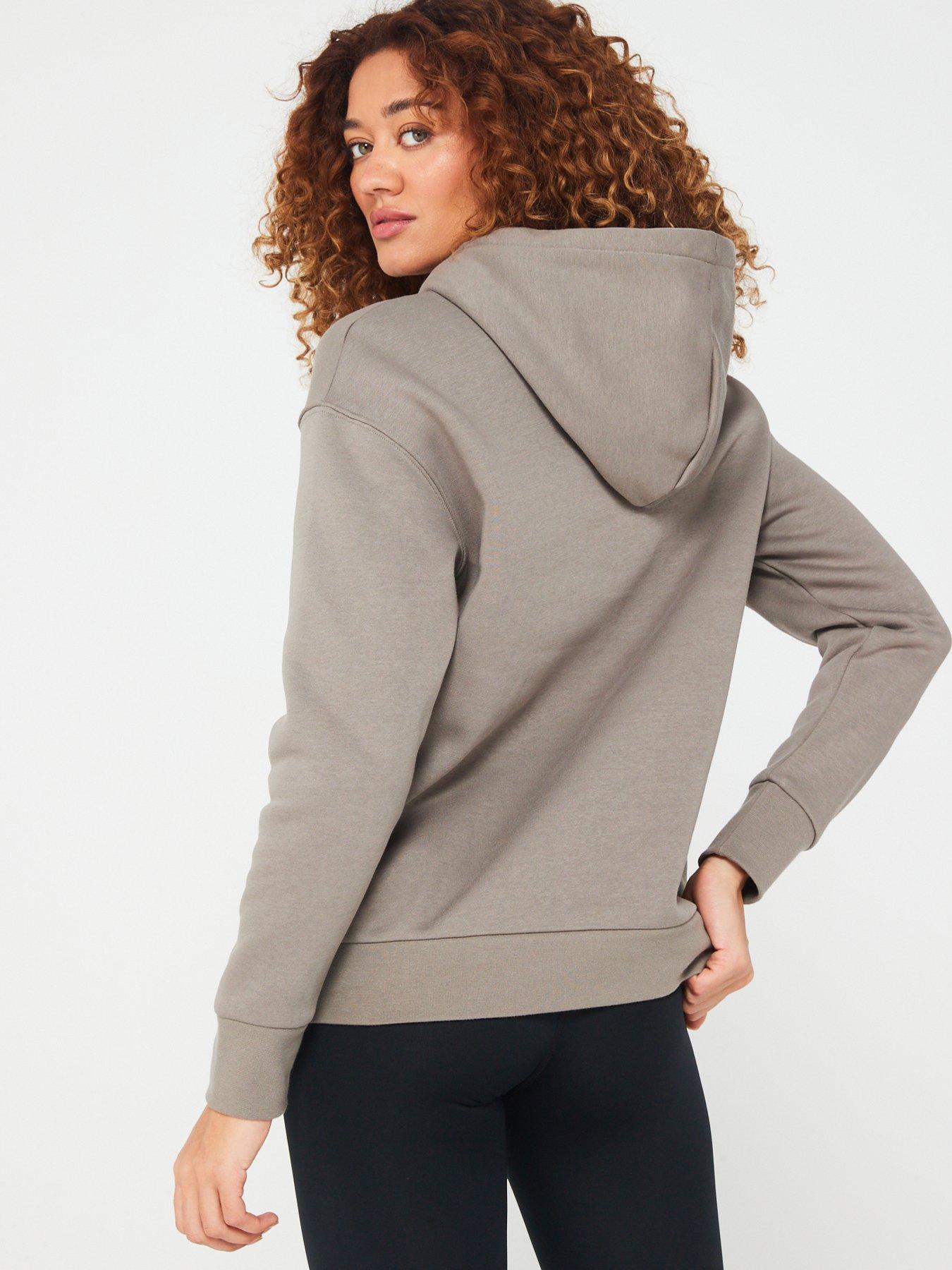 under-armour-womens-essential-fleece-hoodie-brownwhitestillFront