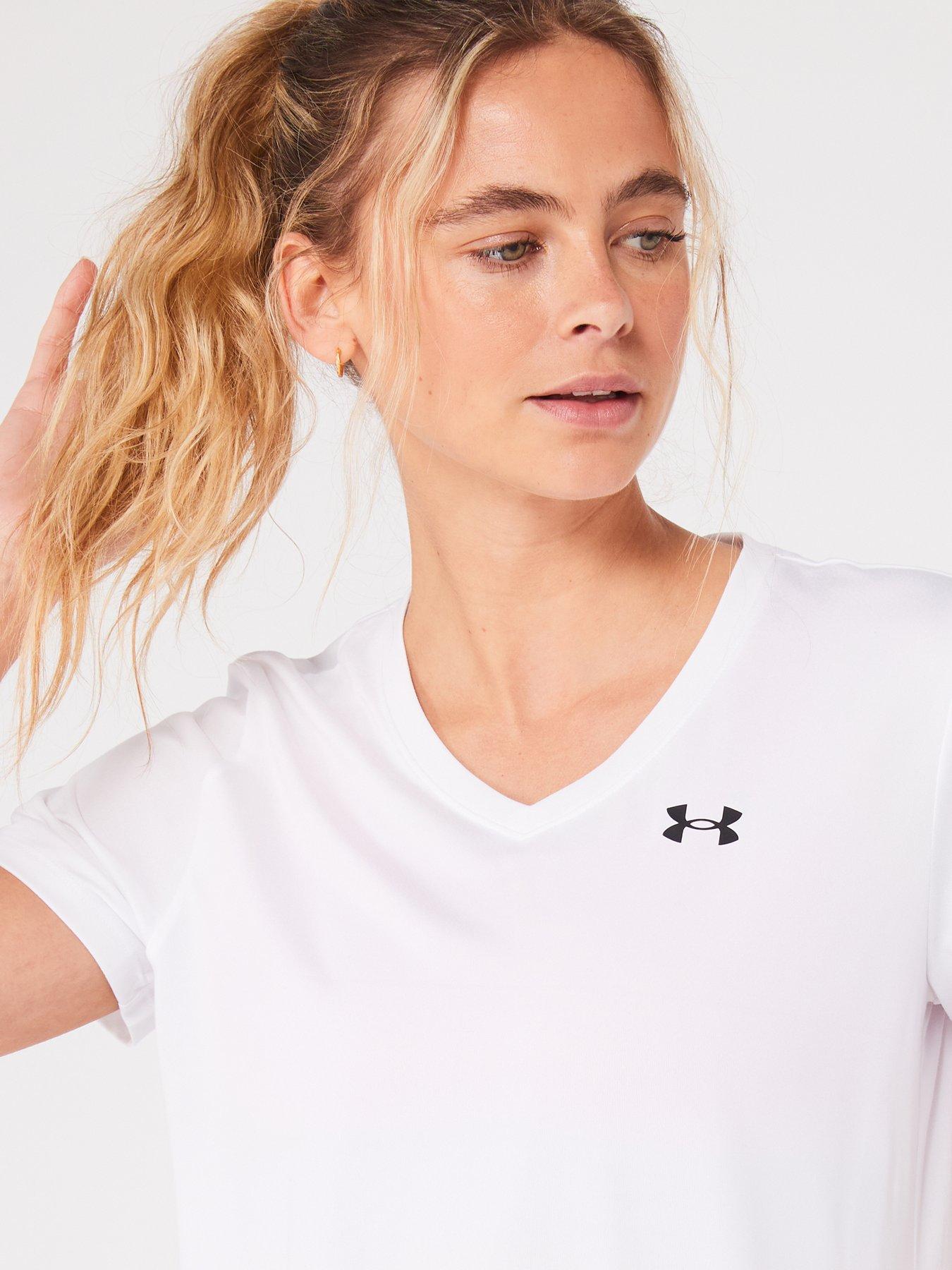 under-armour-womens-training-tech-solid-t-shirt-whiteblackoutfit