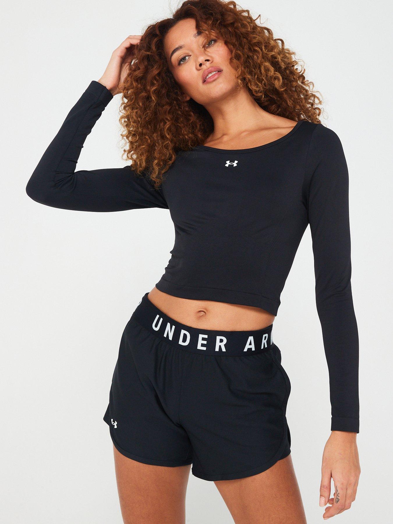 UNDER ARMOUR Womens Training Seamless Long Sleeve Top - Black/White