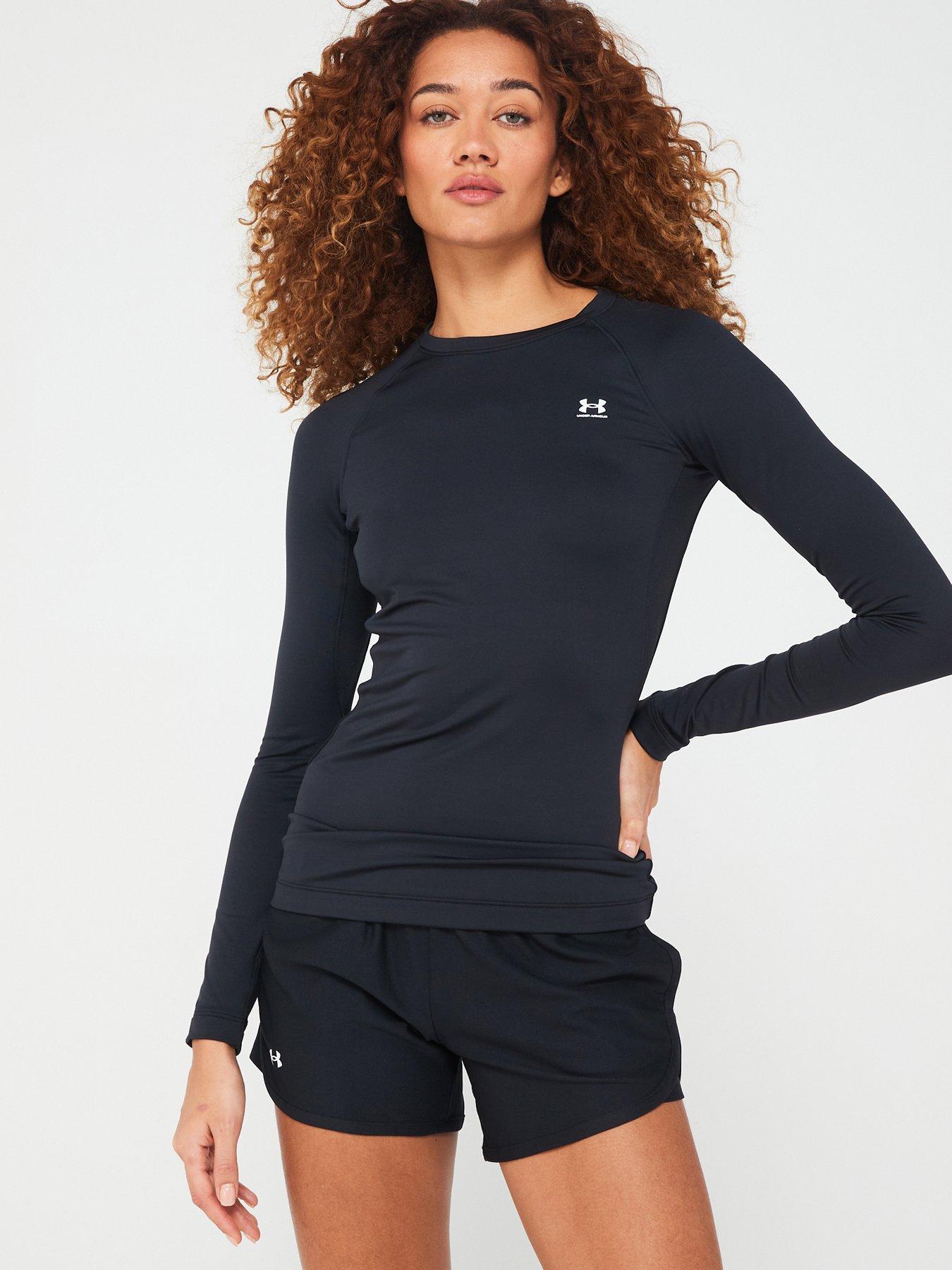 UNDER ARMOUR Womens Training Cold Gear Authentics Mockneck Top - Black/White