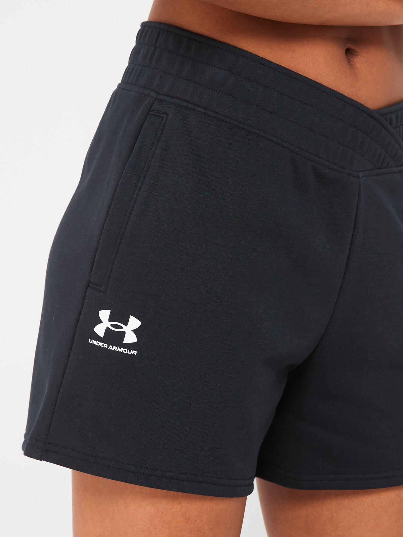 under-armour-womens-rival-terry-shorts-blackwhiteoutfit