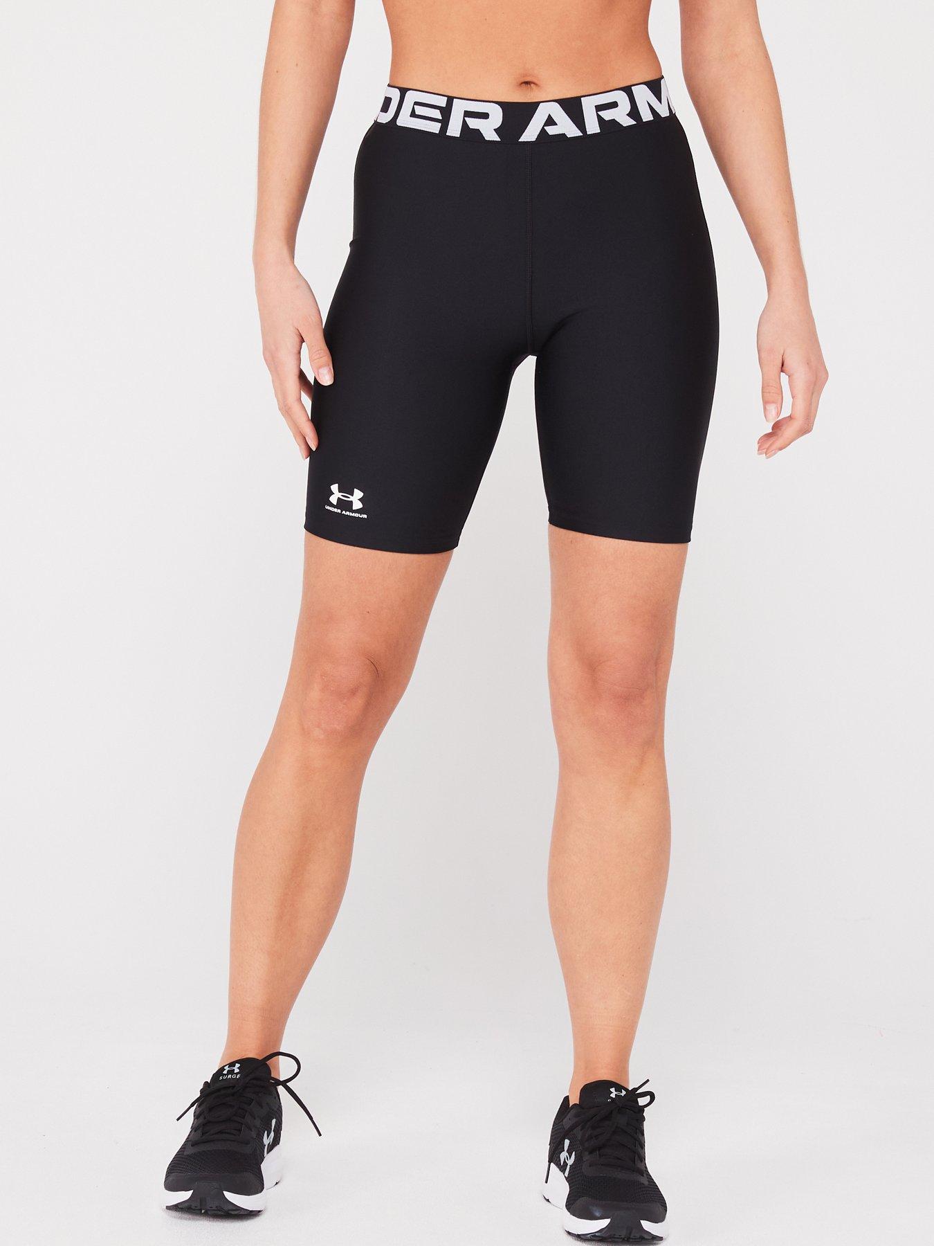 Image of UNDER ARMOUR Womens Training  Heat Gear Authentics 8in Shorts - Black/White