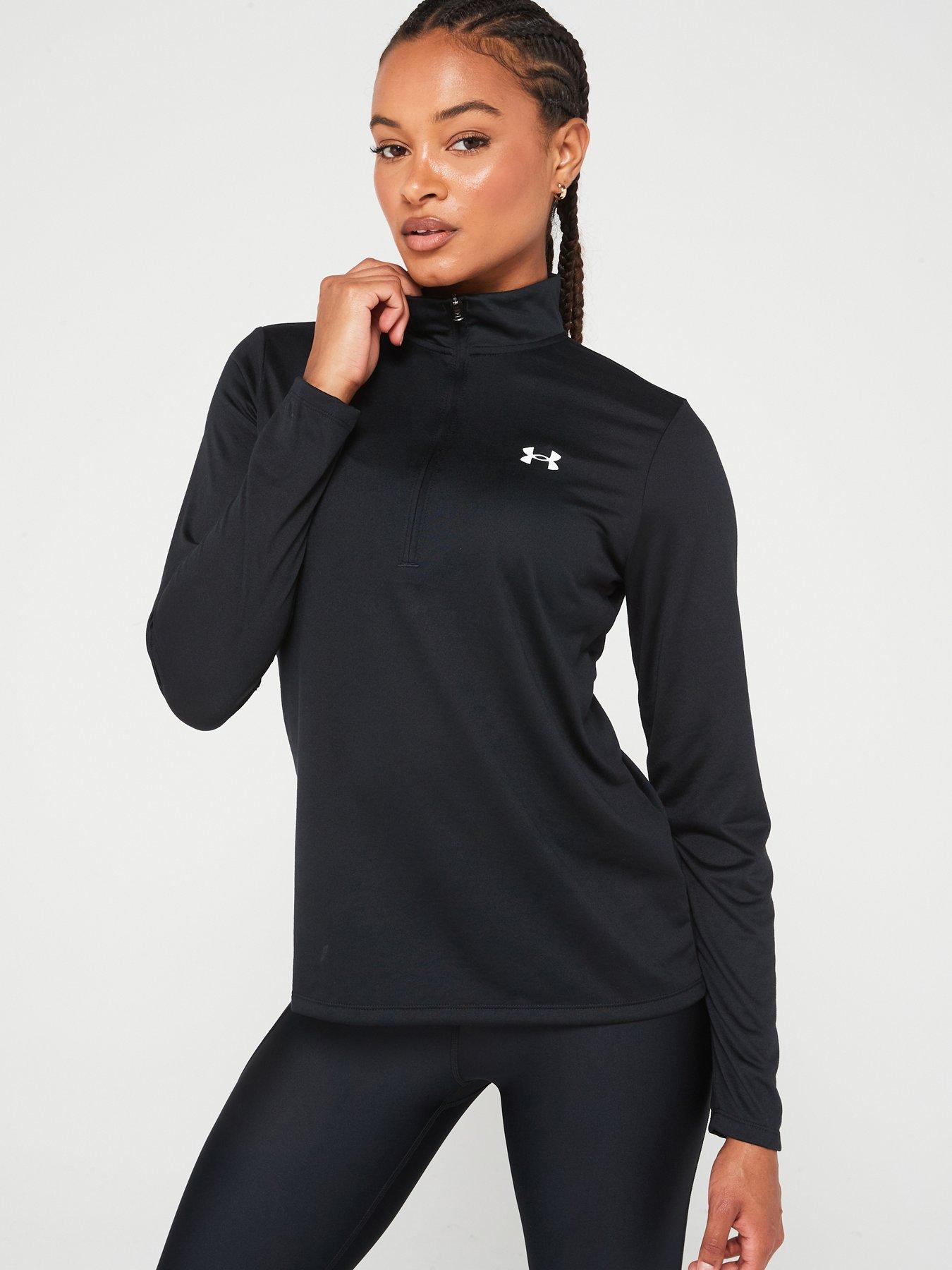 under-armour-womens-training-tech-12-zip-top-blackwhite