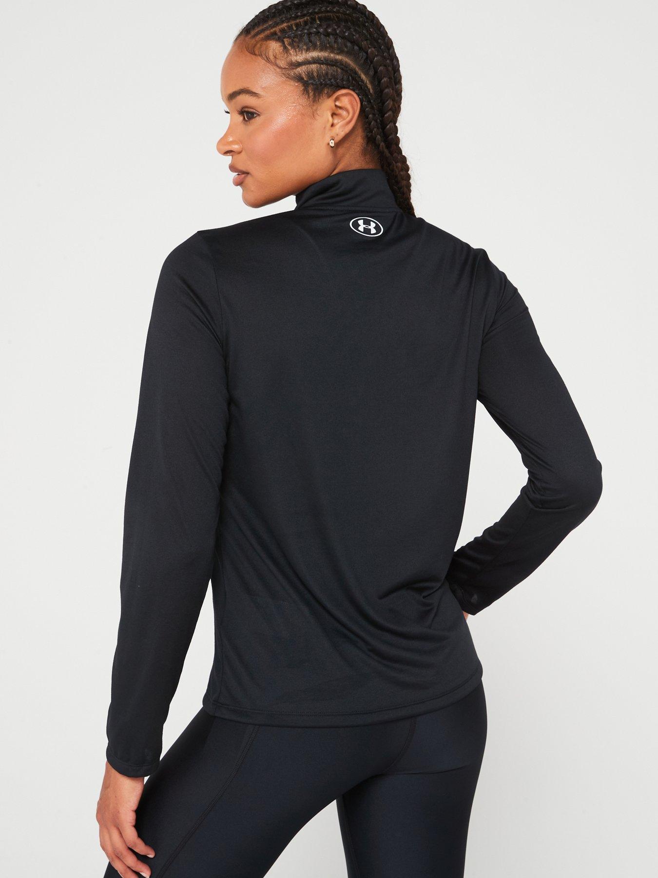 under-armour-womens-training-tech-12-zip-top-blackwhitestillFront