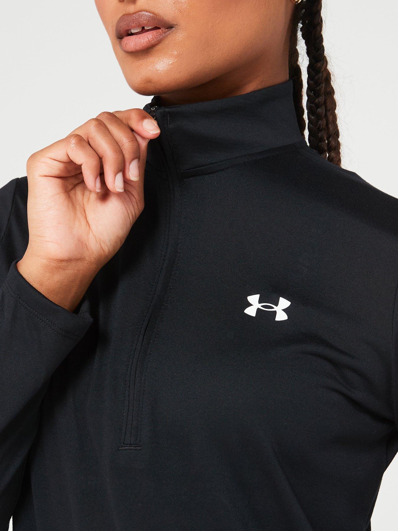 under-armour-womens-training-tech-12-zip-top-blackwhiteoutfit