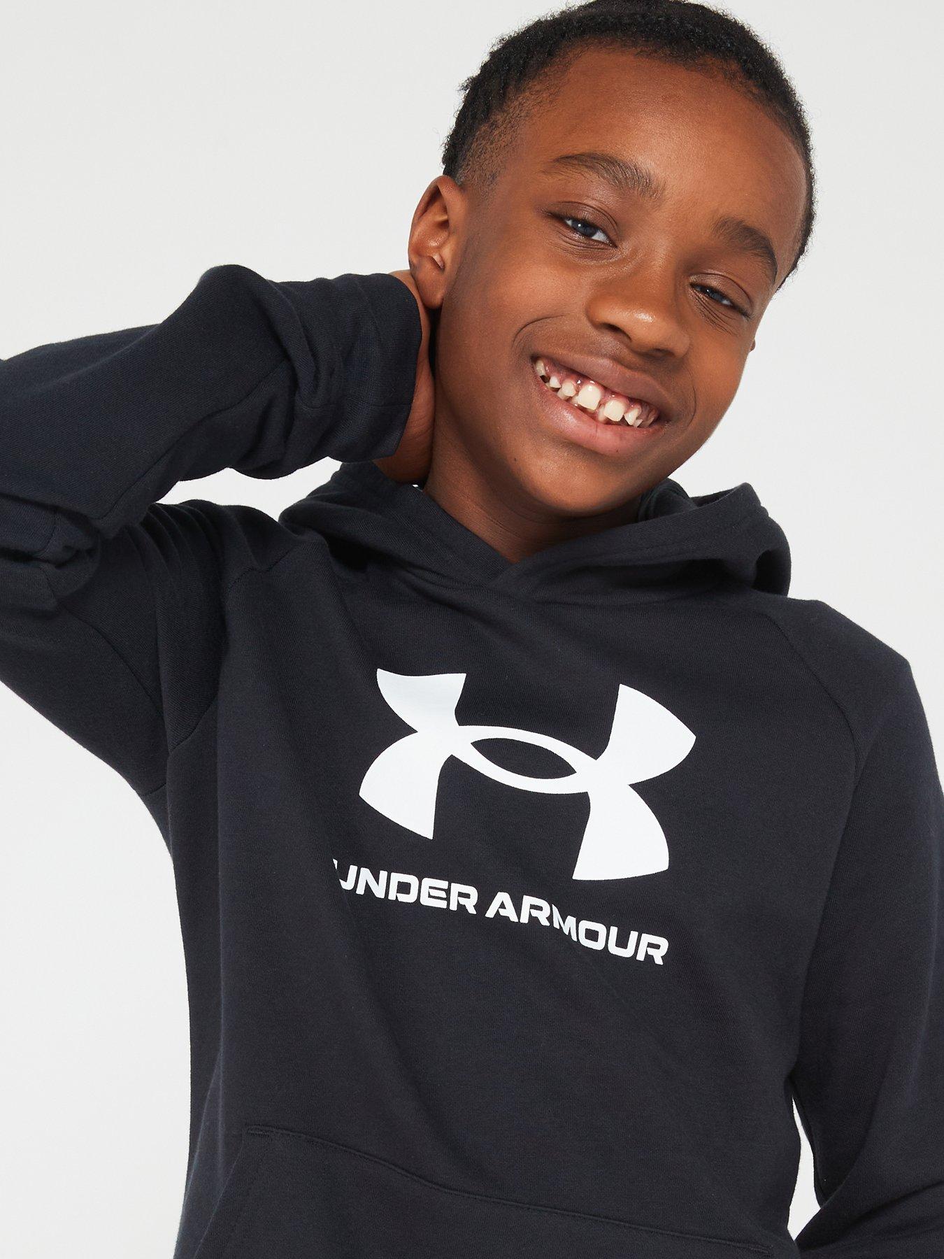 under-armour-junior-boys-rival-fleece-hoodie-blackwhiteoutfit