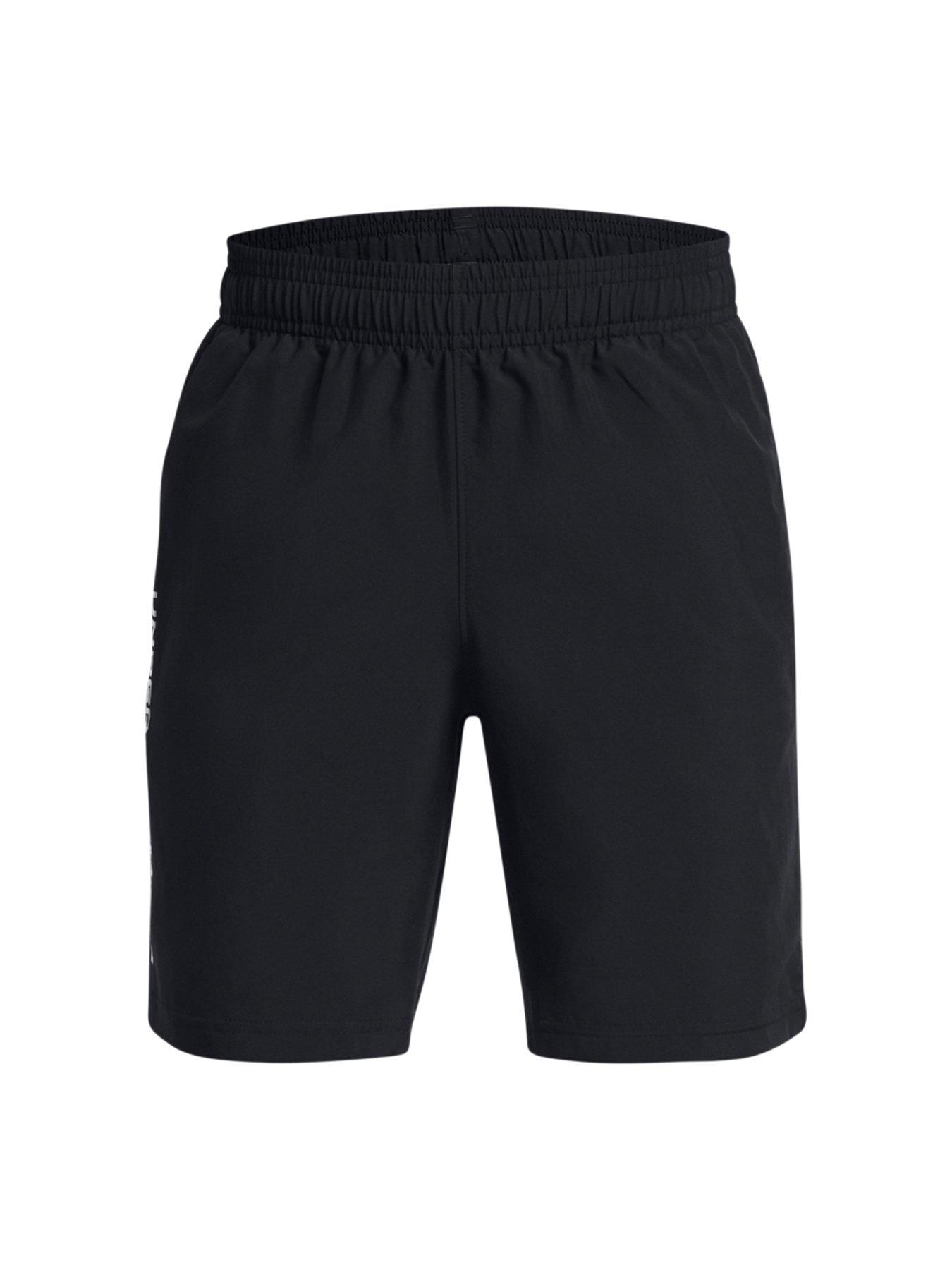under-armour-junior-boys-woven-wordmark-shorts-blackwhitedetail