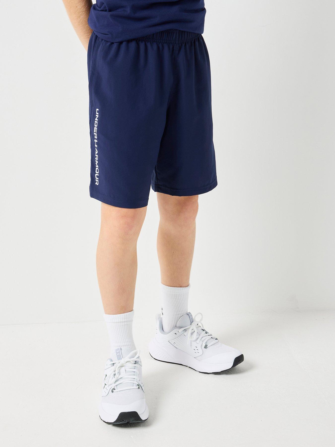 UNDER ARMOUR Junior Boys Woven Wordmark Shorts - Navy