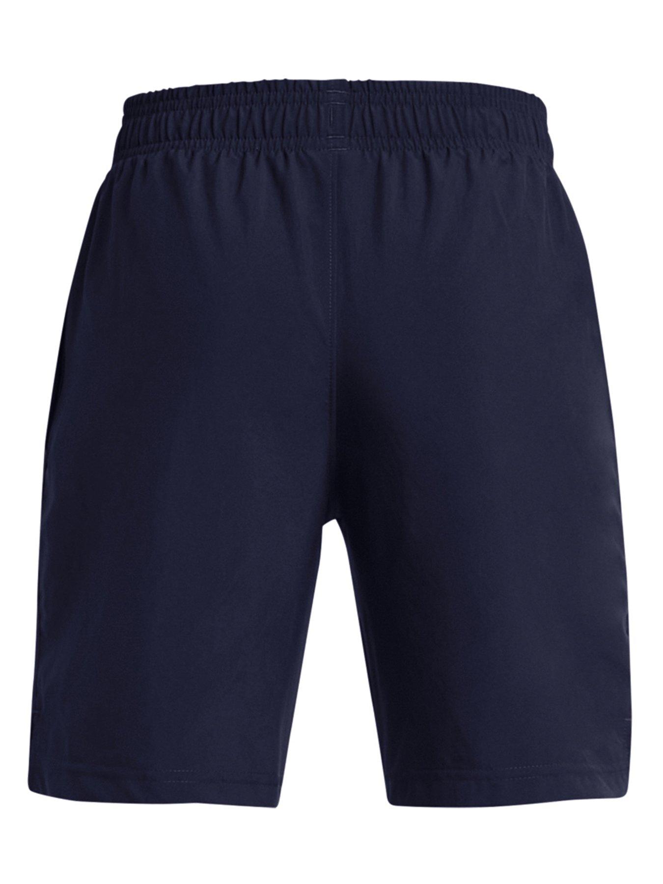 Image 2 of 2 of UNDER ARMOUR Junior Boys Woven Wordmark Shorts - Navy/White