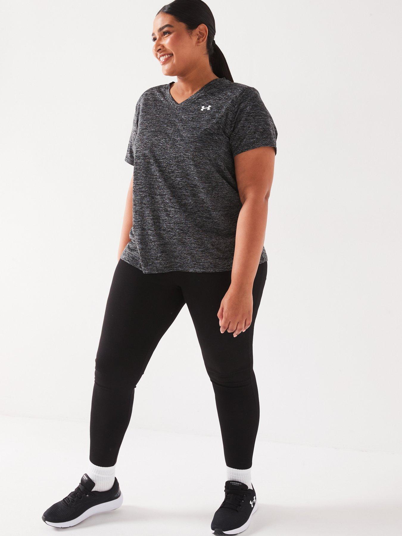 under-armour-womens-plus-size-training-tech-v-neck-blackwhiteback