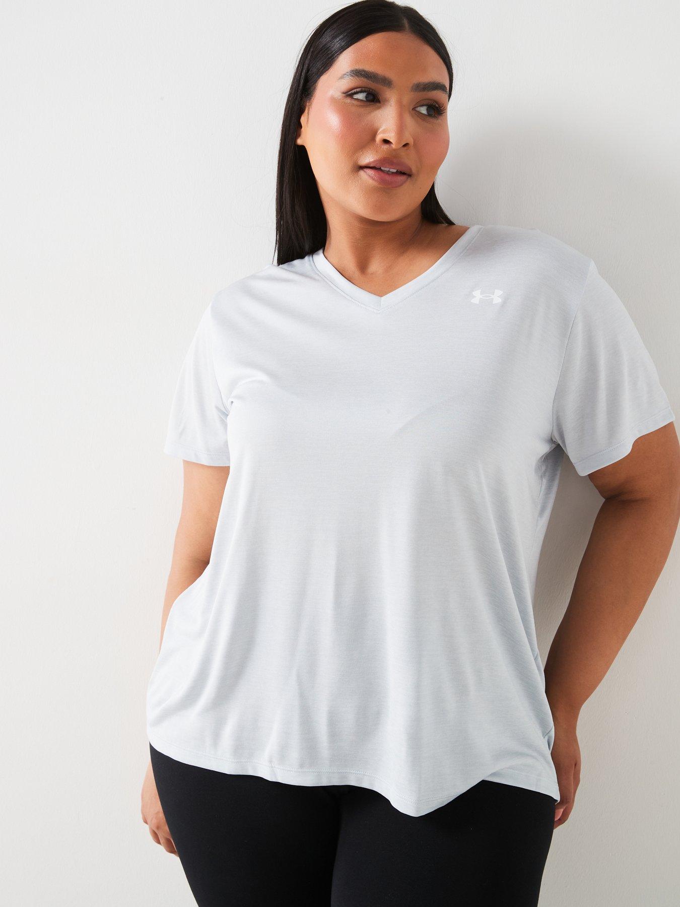 Image 4 of 5 of UNDER ARMOUR Womens Plus Size Training Tech  V Neck - Grey/white