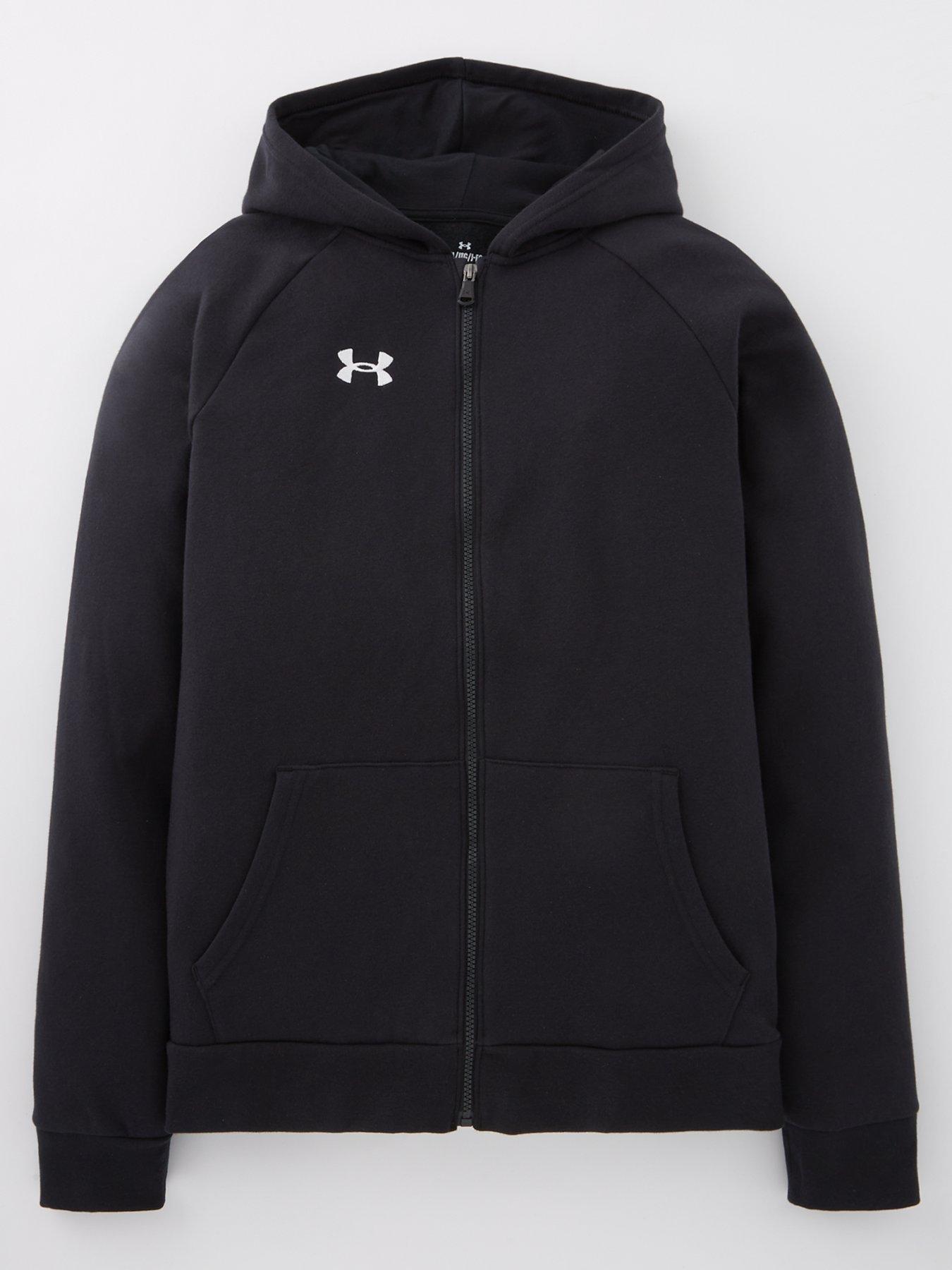 under-armour-junior-boys-rival-fleece-full-zip-hoodie-blackwhitefront