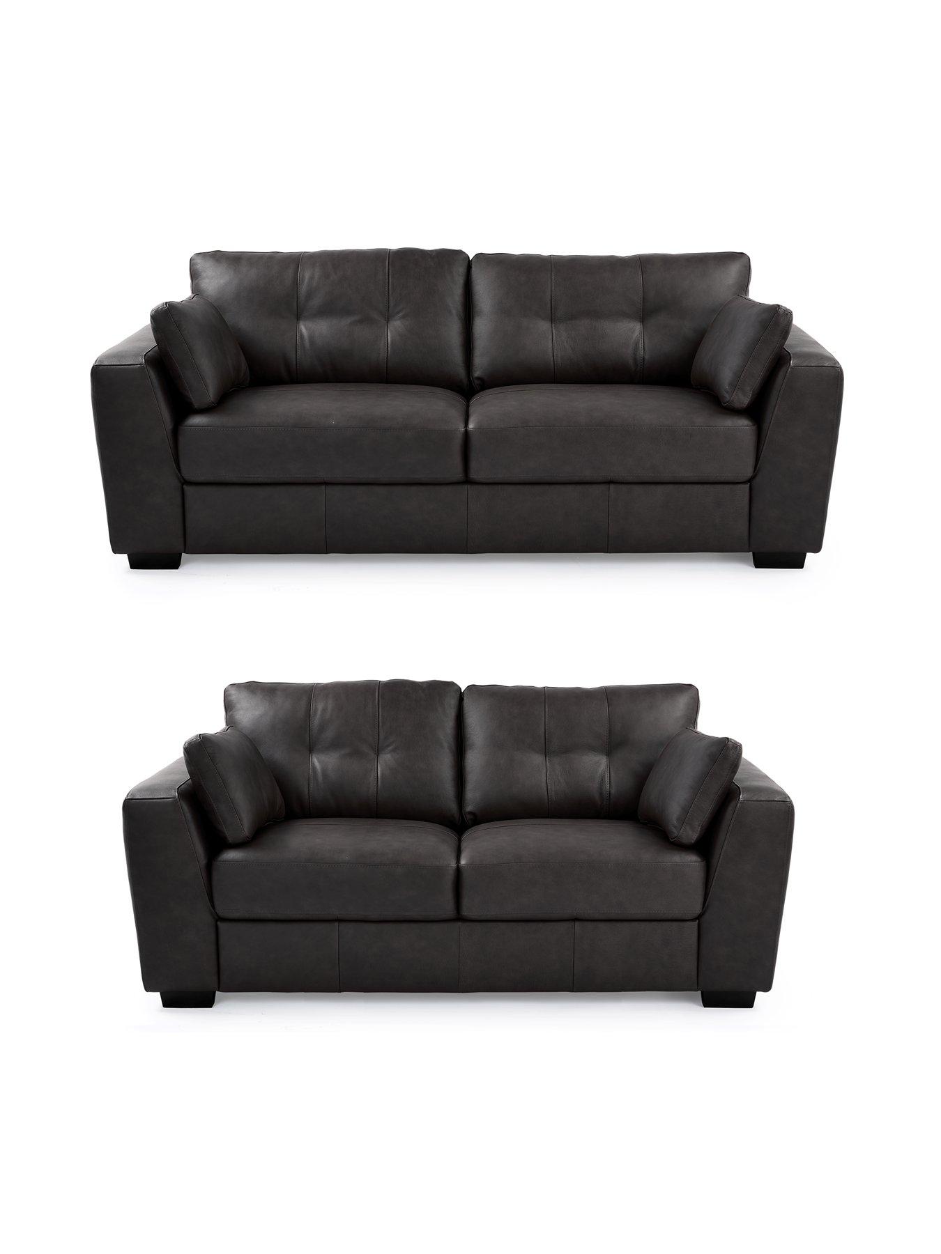 The Very Collection Arden Italian Leather 3 Seater + 2 Seater Sofa Set
