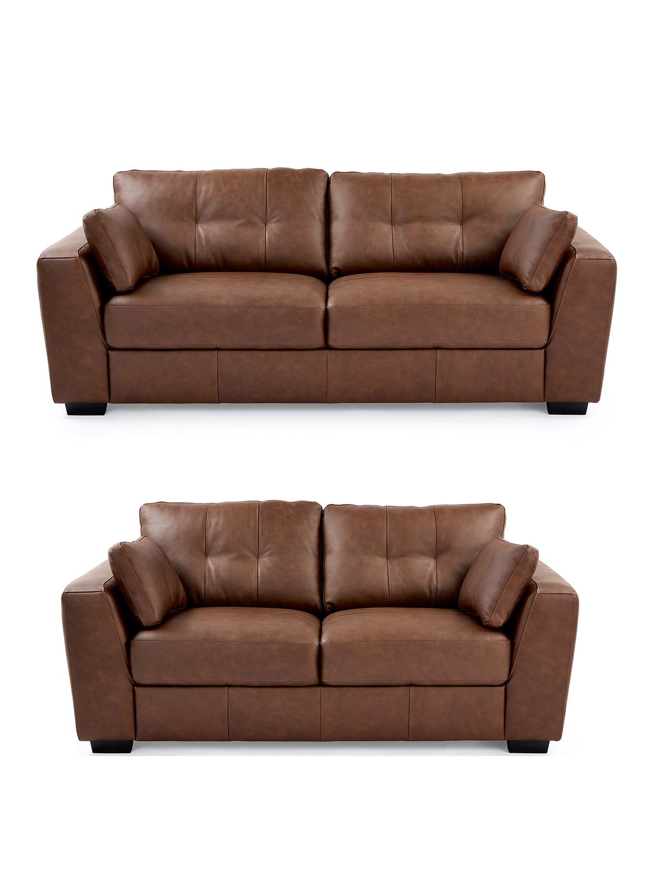 Image 1 of 5 of Very Home Arden Italian Leather 3 Seater + 2 Seater Sofa Set