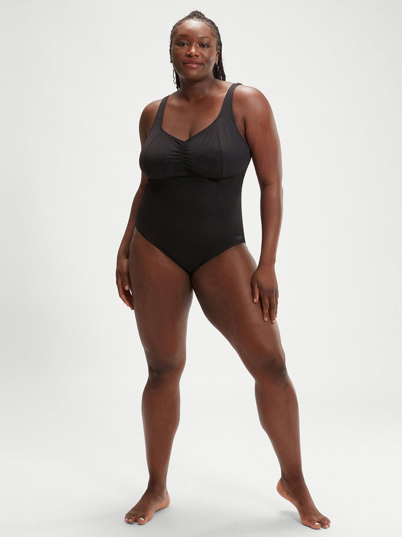 Speedo Womens Plus Size Shaping Aquanite Swimsuit - Black