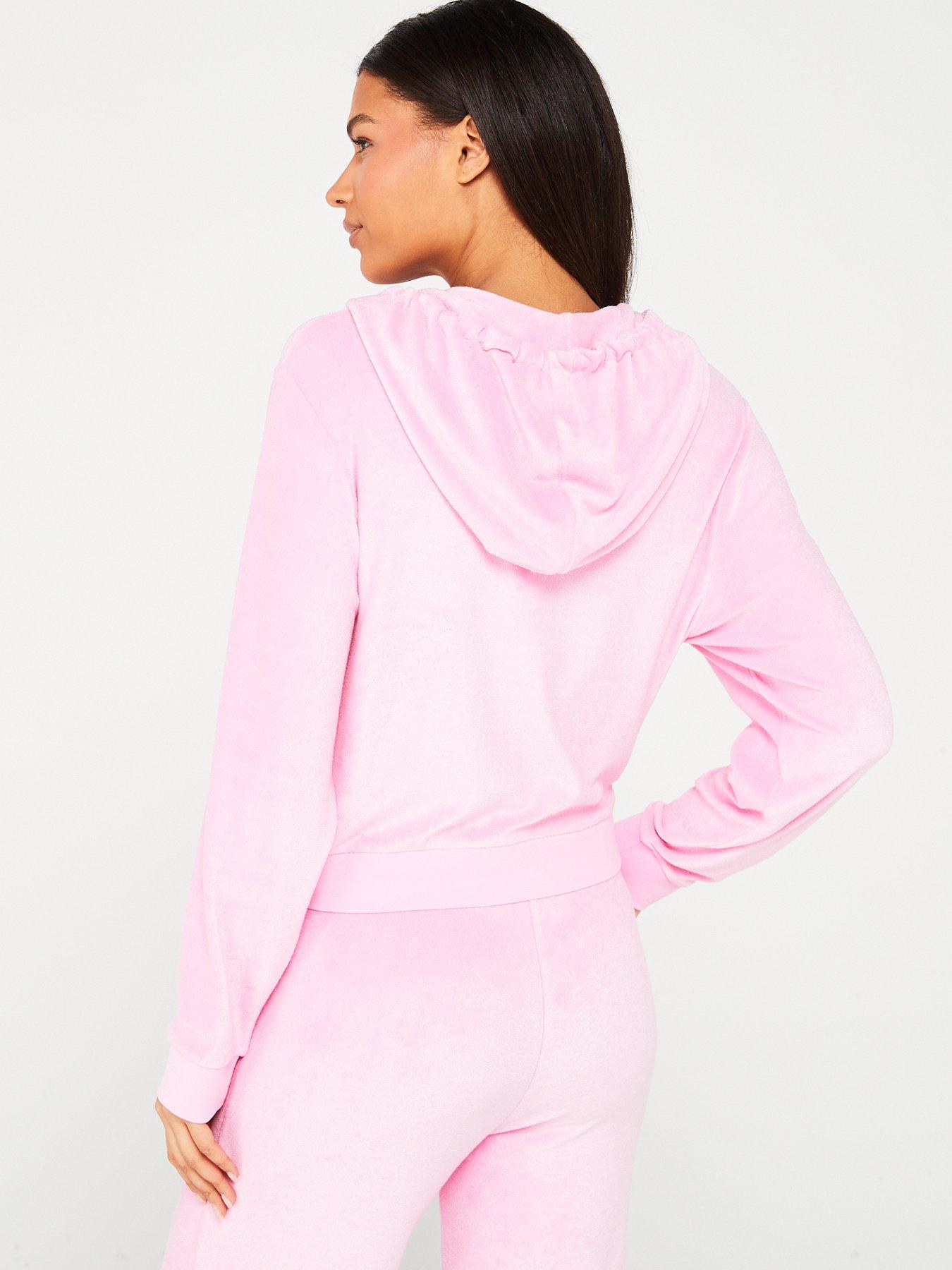 hugo-hugo-red-lola-velour-zip-through-lounge-hoodie-pinkstillFront