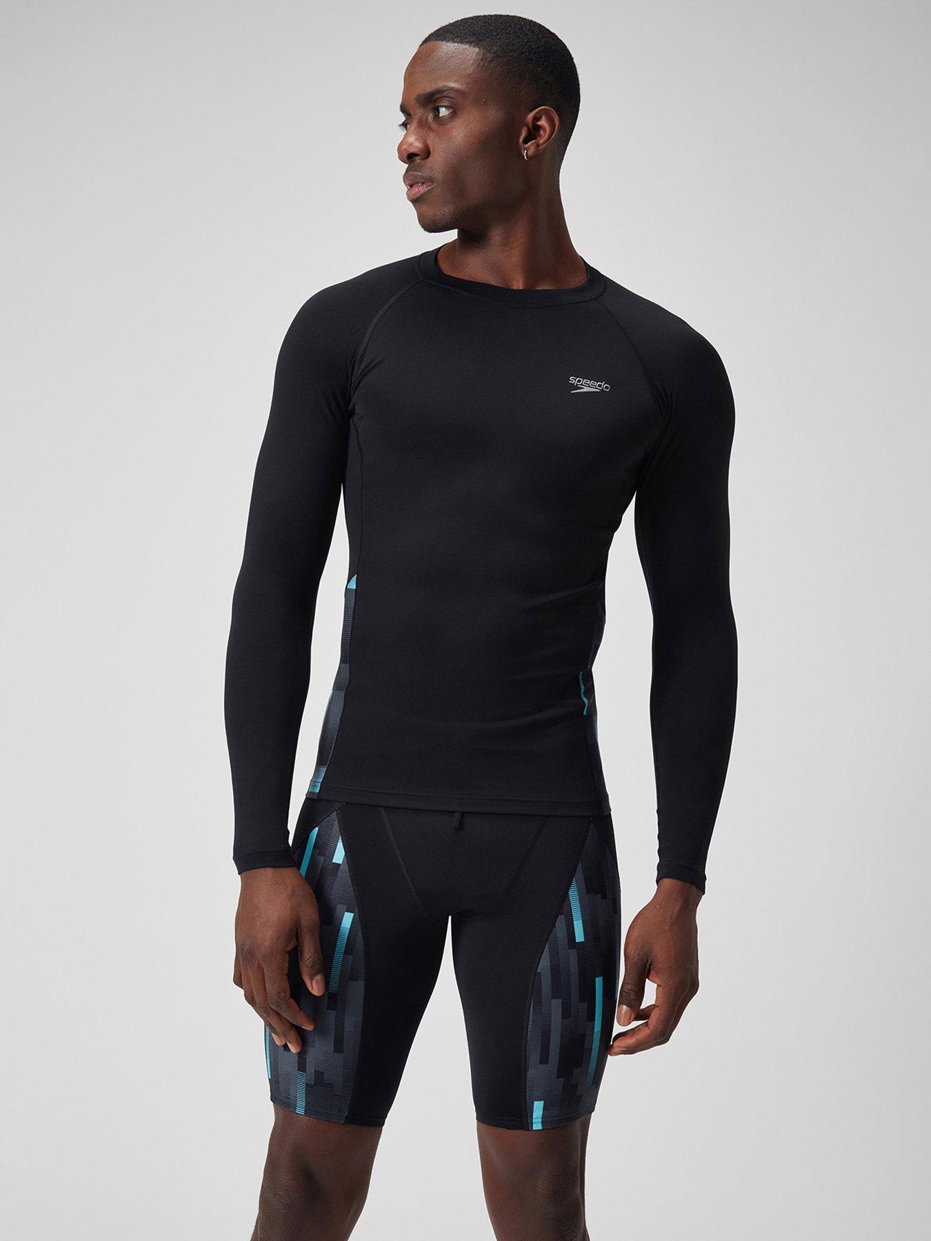 speedo-mens-essential-long-sleeve-rash-top-blackwhitefront