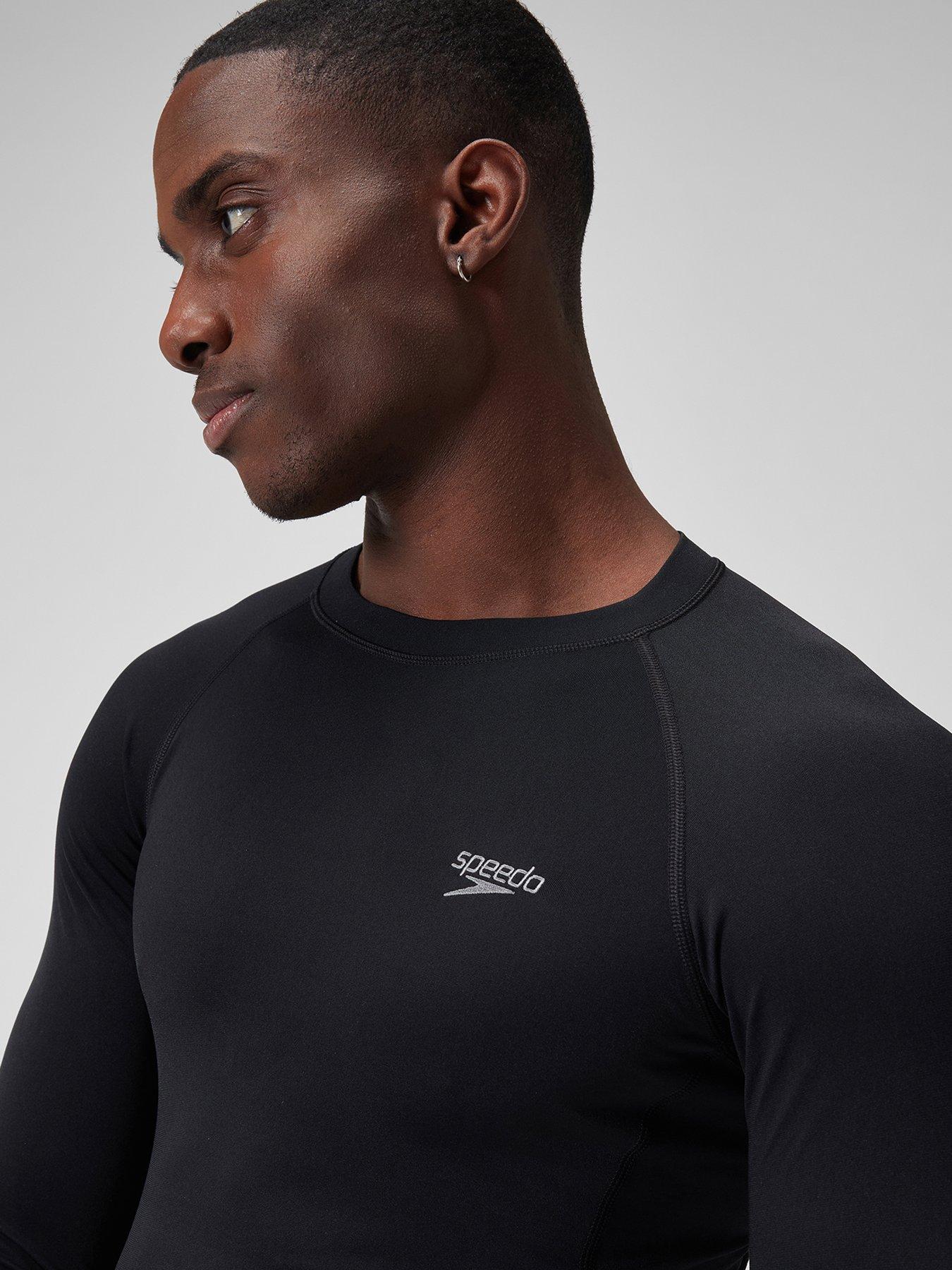 speedo-mens-essential-long-sleeve-rash-top-blackwhitedetail