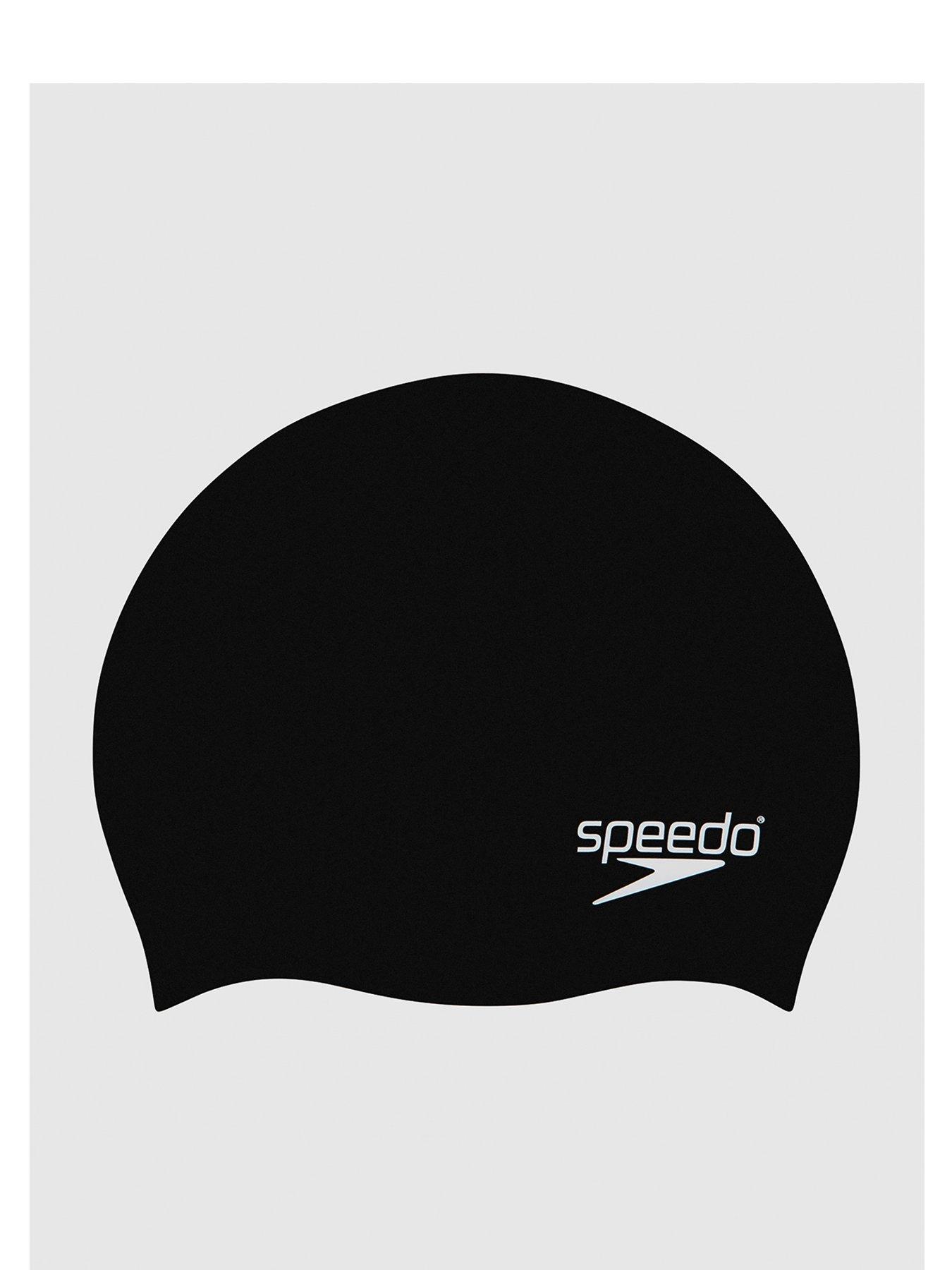 speedo-junior-unisex-plain-moulded-silicone-swimming-cap-blackfront